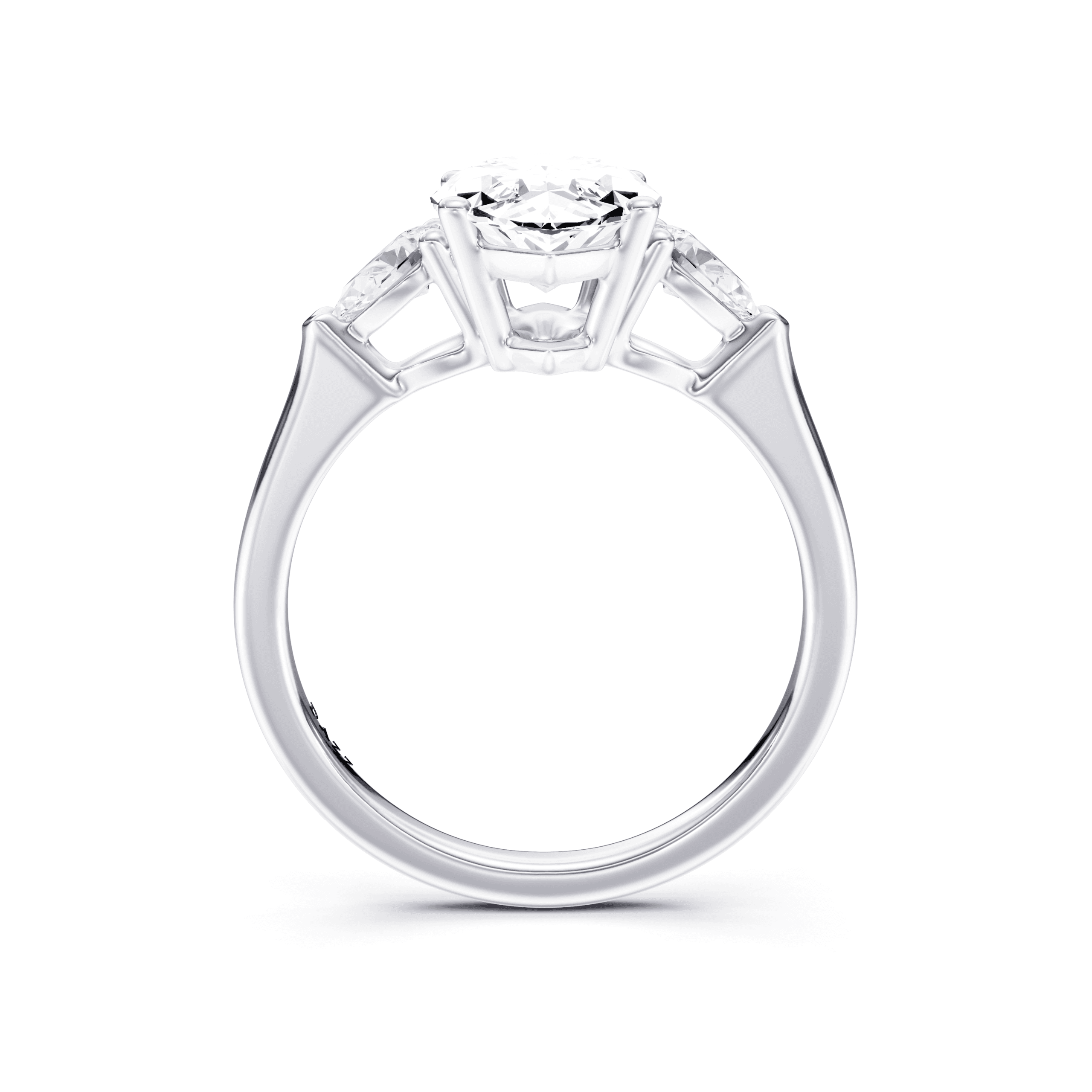 3 Stone Pear Ring Marquise — White Gold view 4