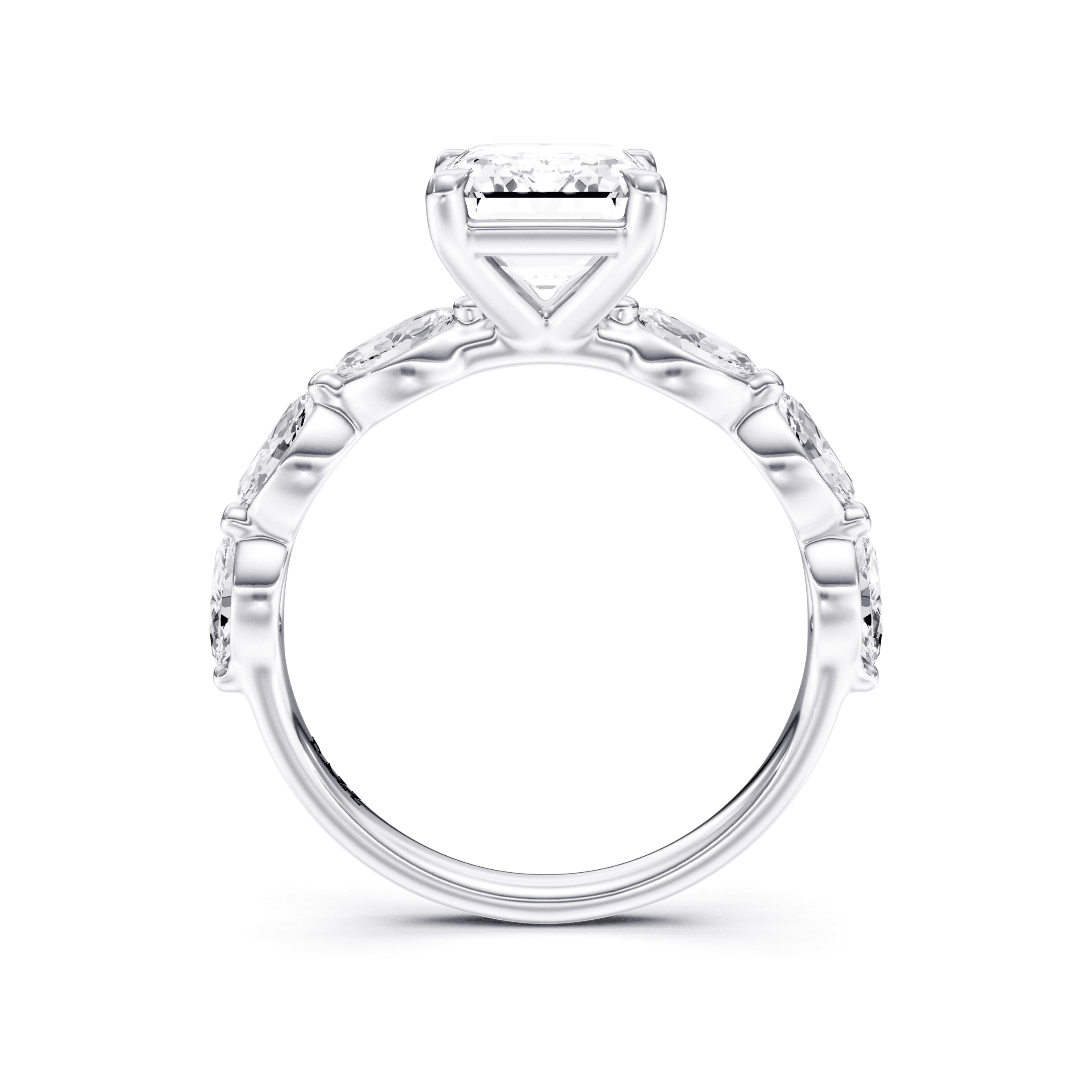 Solitaire Marquise Emerald — White Gold view 4