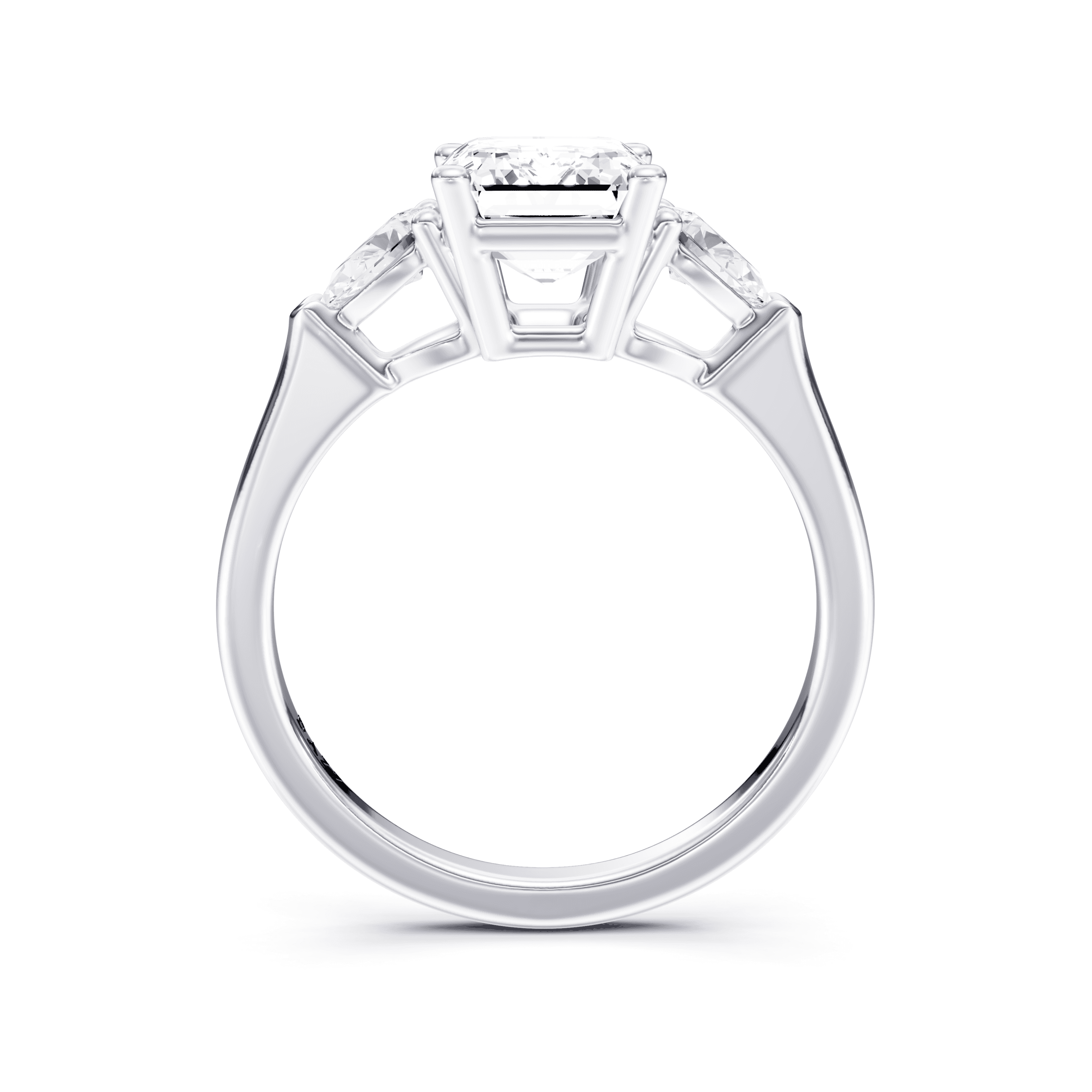 3 Stone Pear Ring Emerald — White Gold view 4