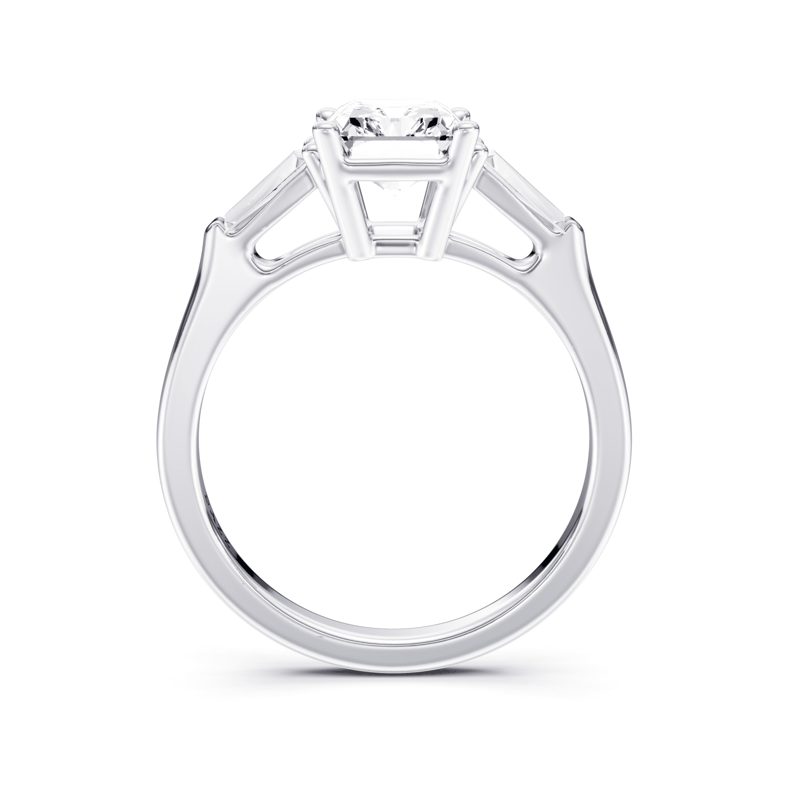 3 Stone Tapered Ring Radiant — White Gold view 4