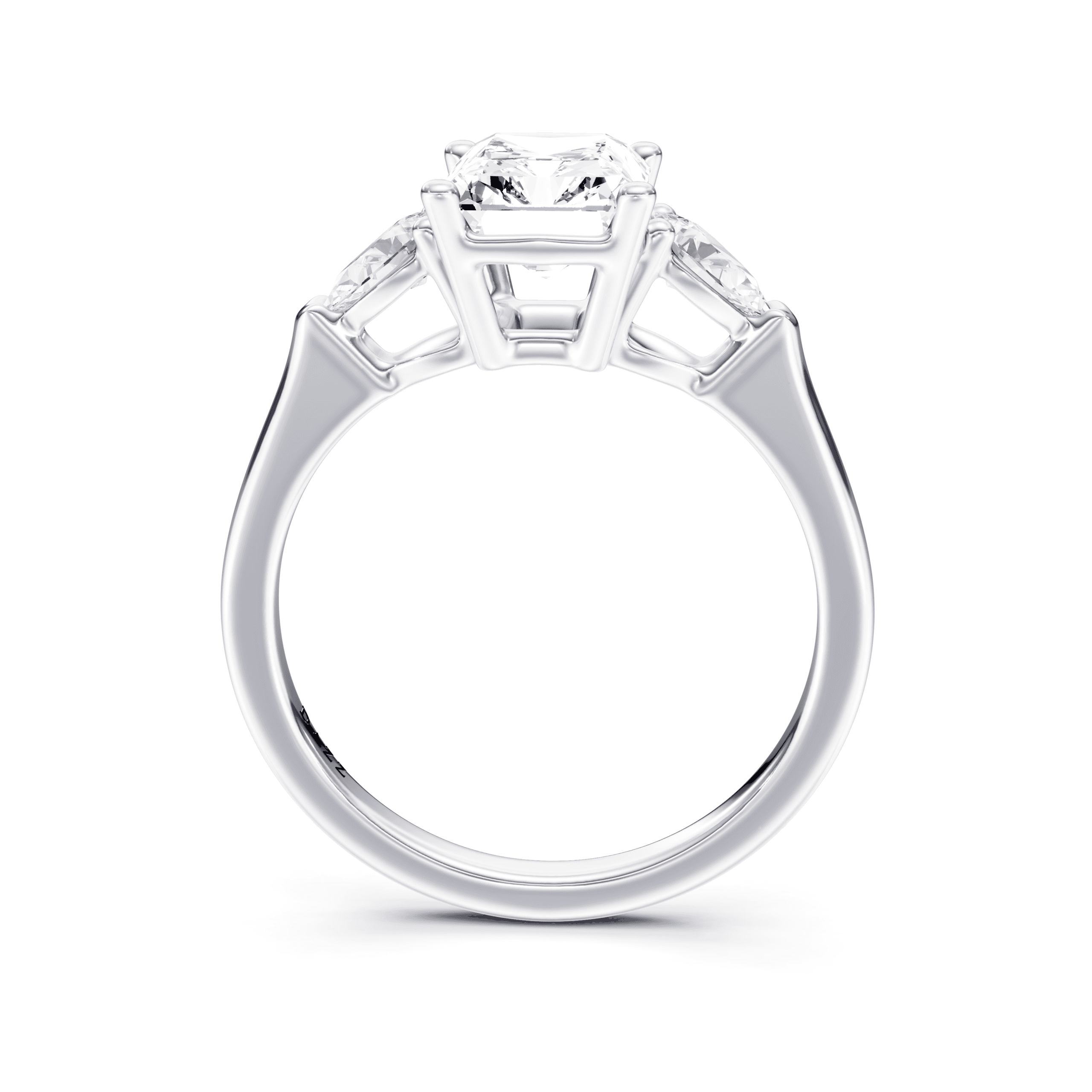 3 Stone Pear Ring Radiant — White Gold view 4