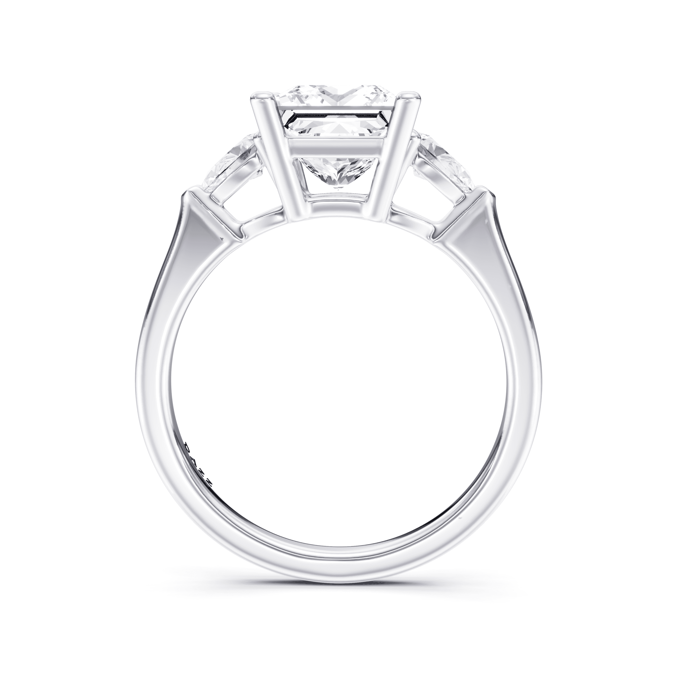3 Stone Pear Ring Princess — White Gold view 4