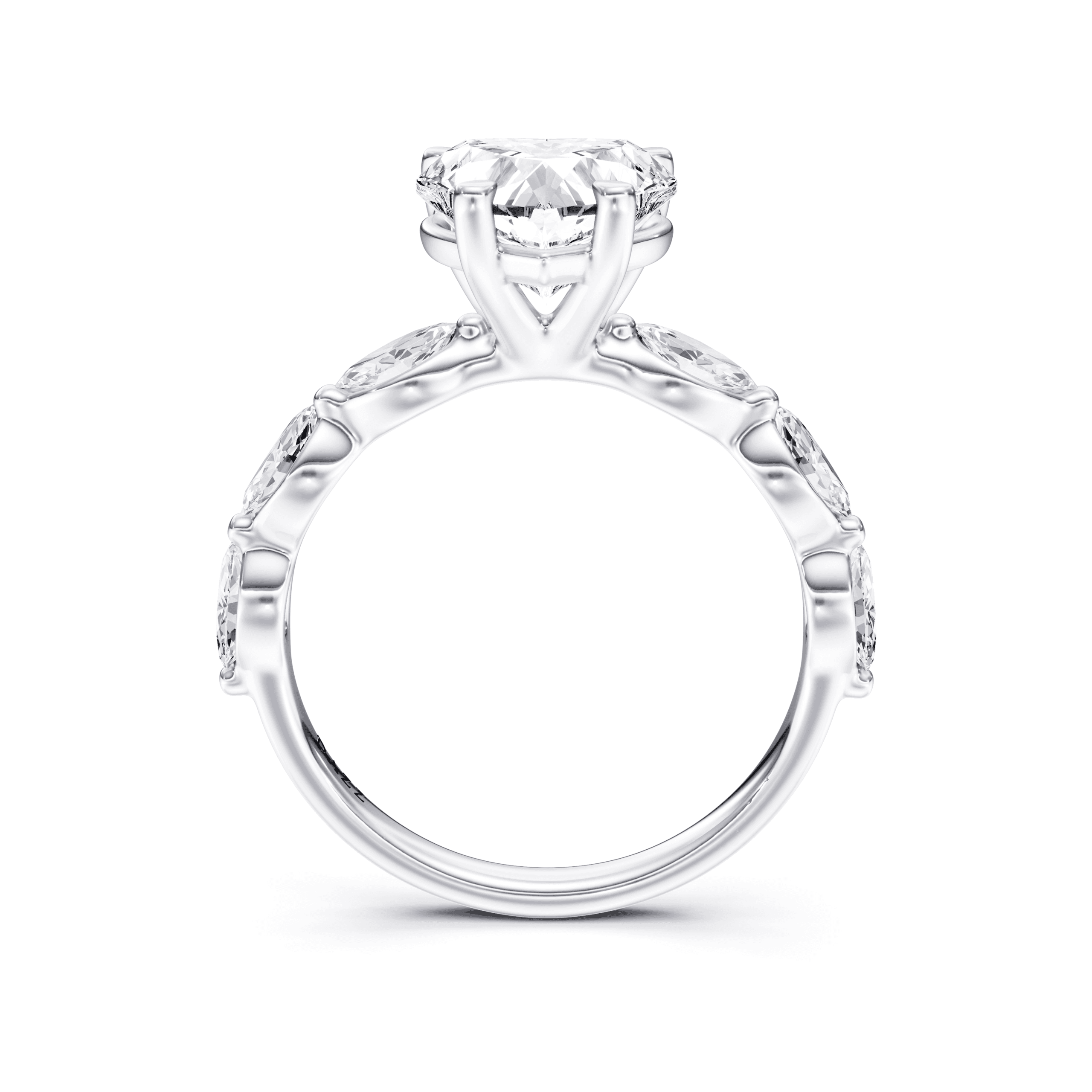 Solitaire Marquise Heart — White Gold view 4