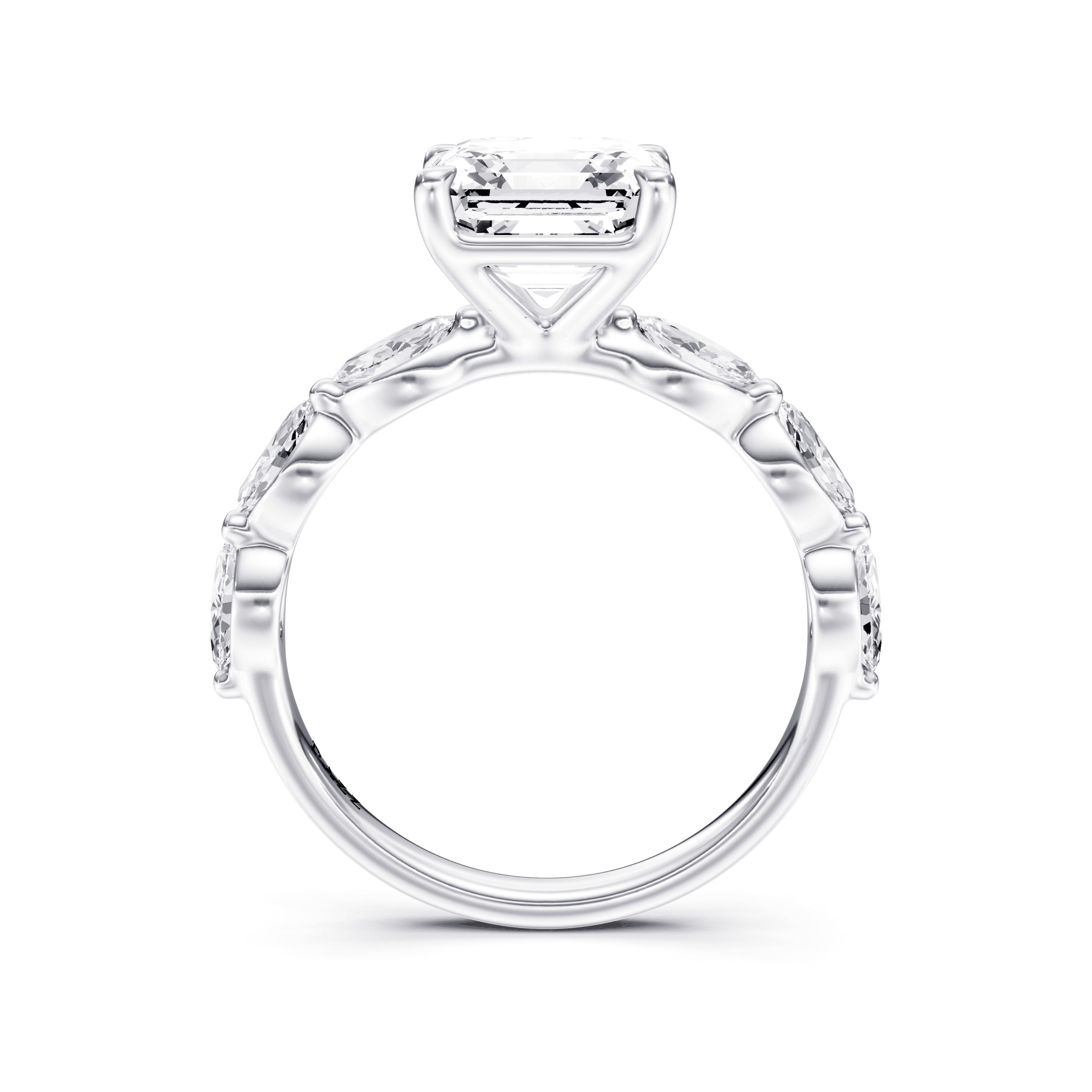 Solitaire Marquise Asscher — White Gold view 4