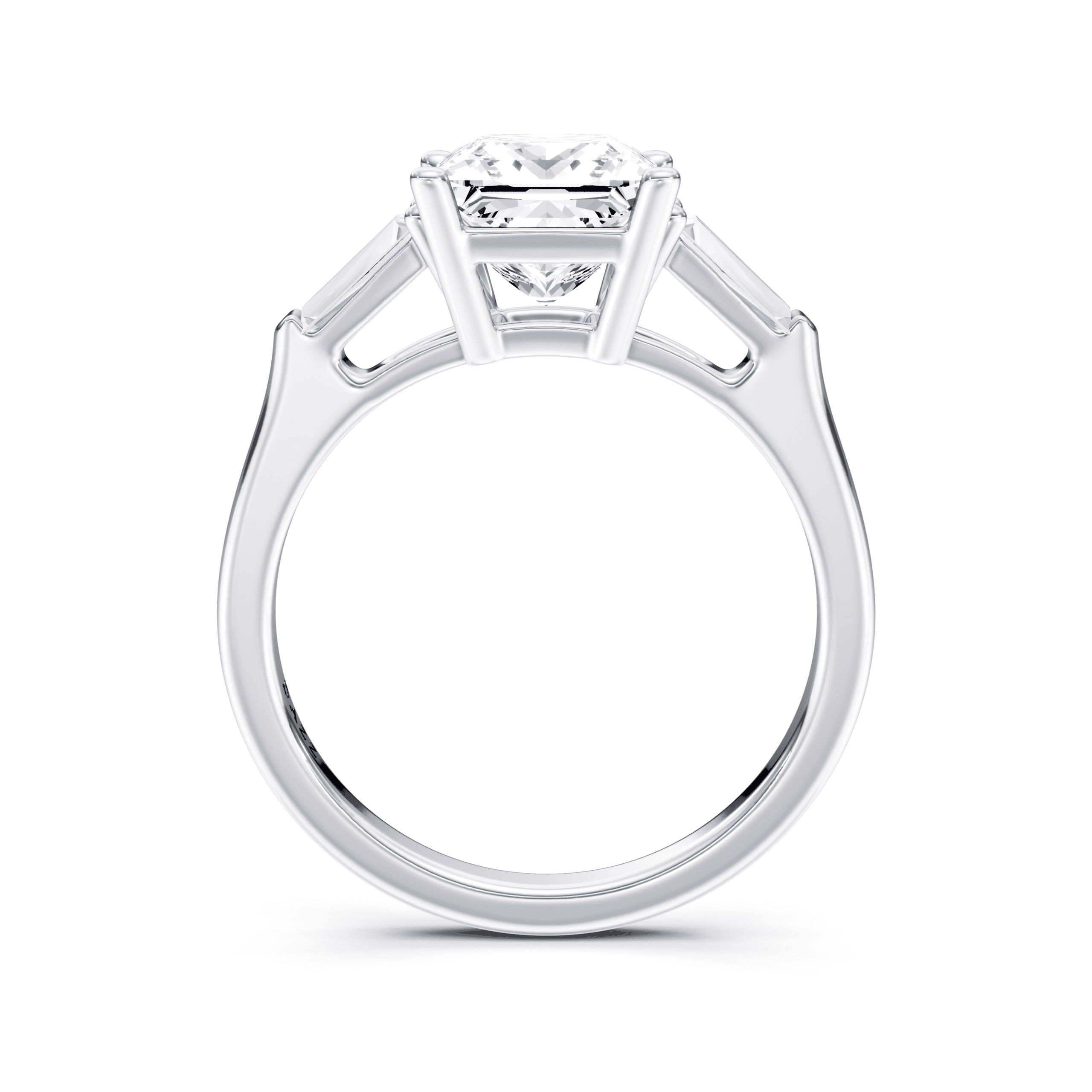 3 Stone Tapered Ring Princess — White Gold view 4