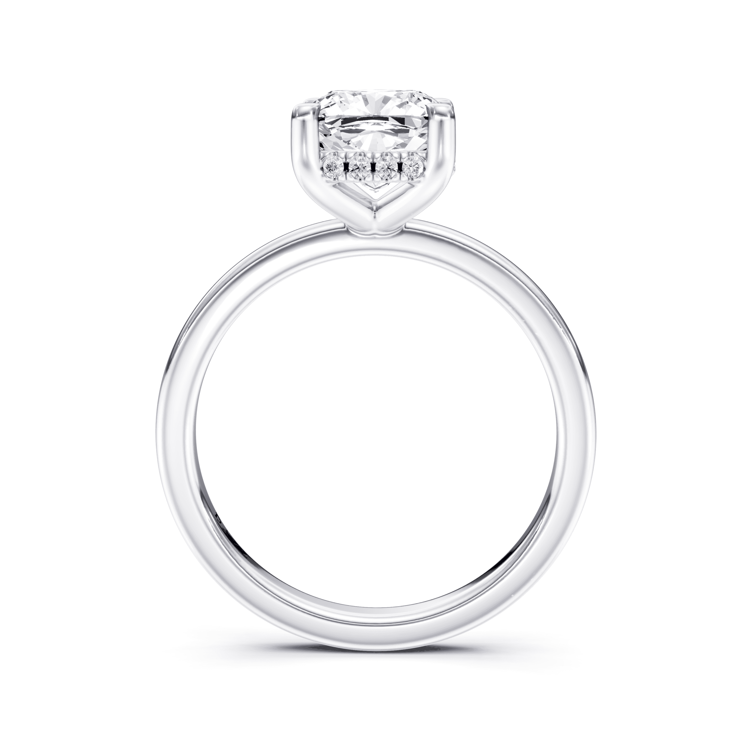 Hidden Halo Ring Cushion — White Gold view 4