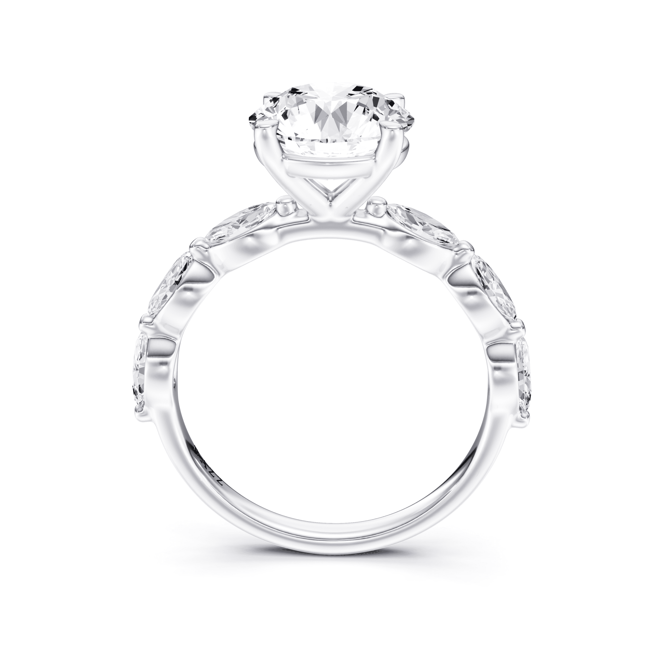 Solitaire Marquise Round — White Gold view 4