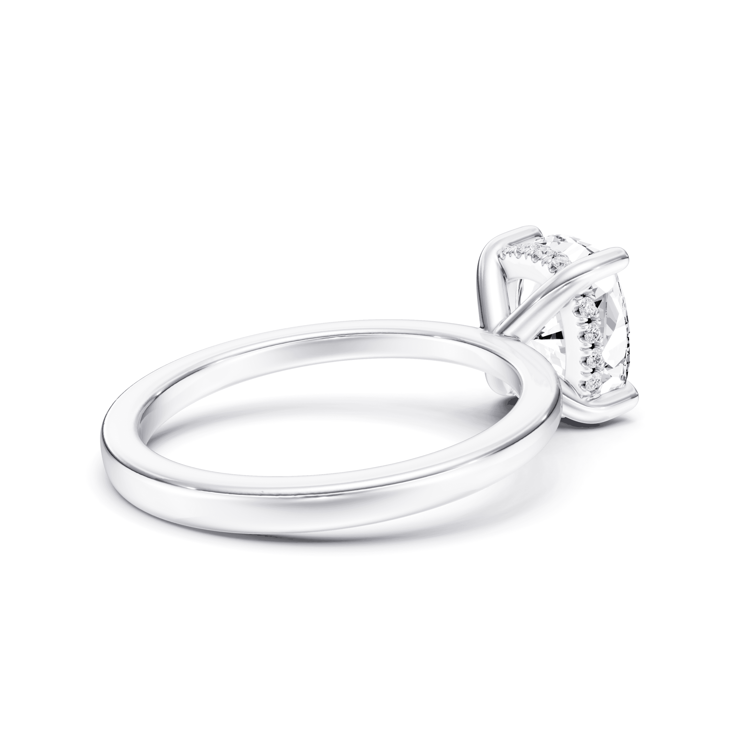 Hidden Halo Ring Cushion — White Gold view 2