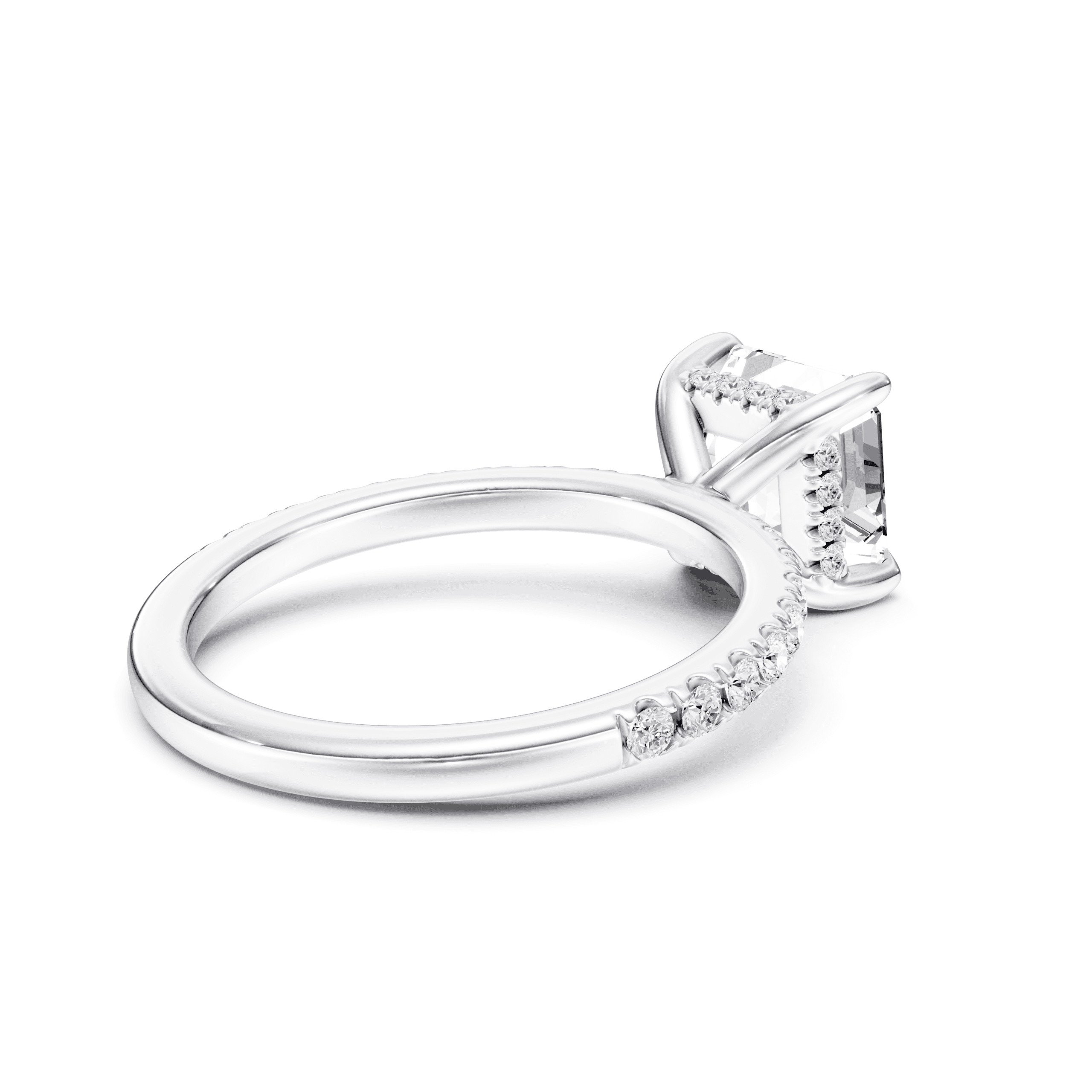 Pavé Ring Asscher — White Gold view 3