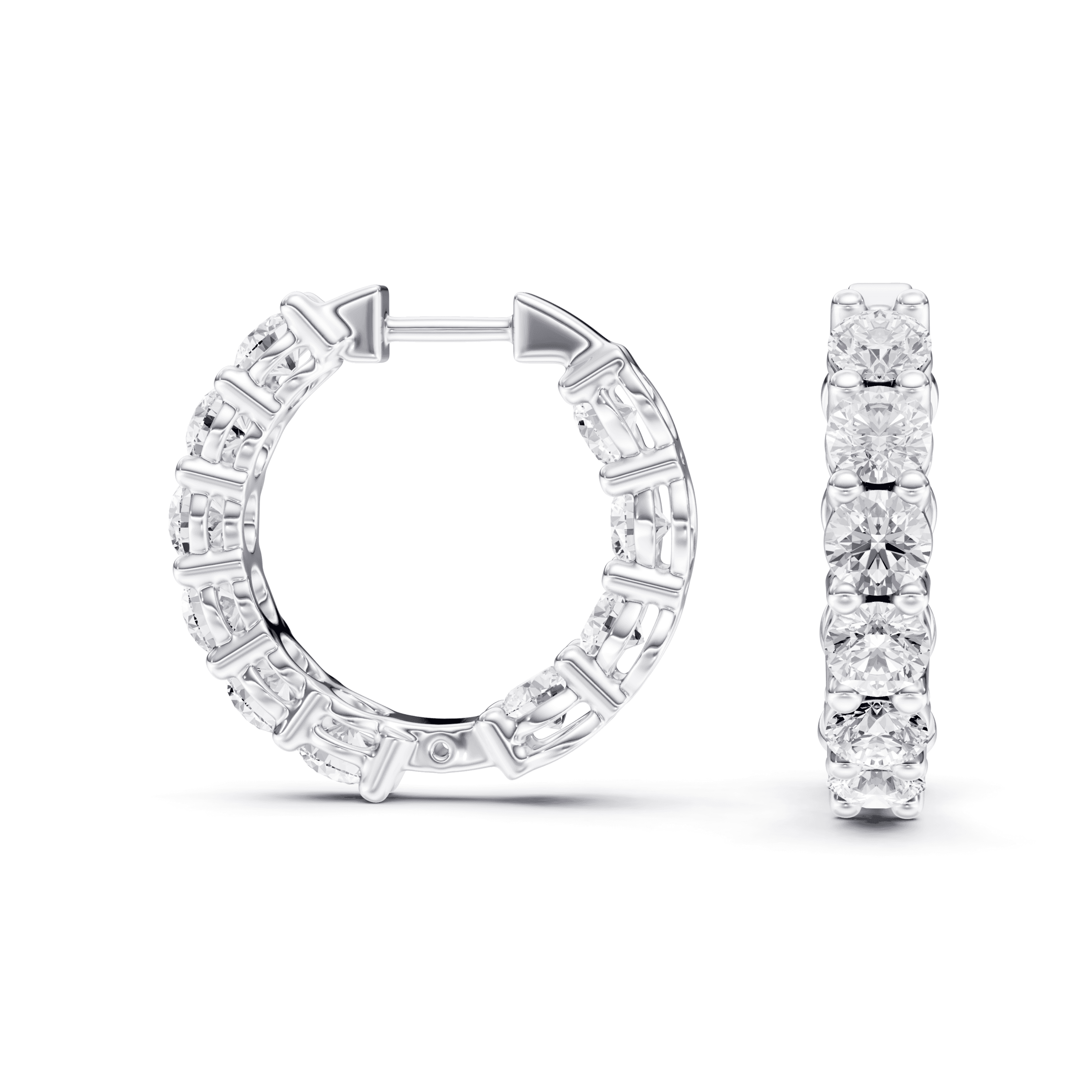 Full Setting Hoops Round — White Gold view 2