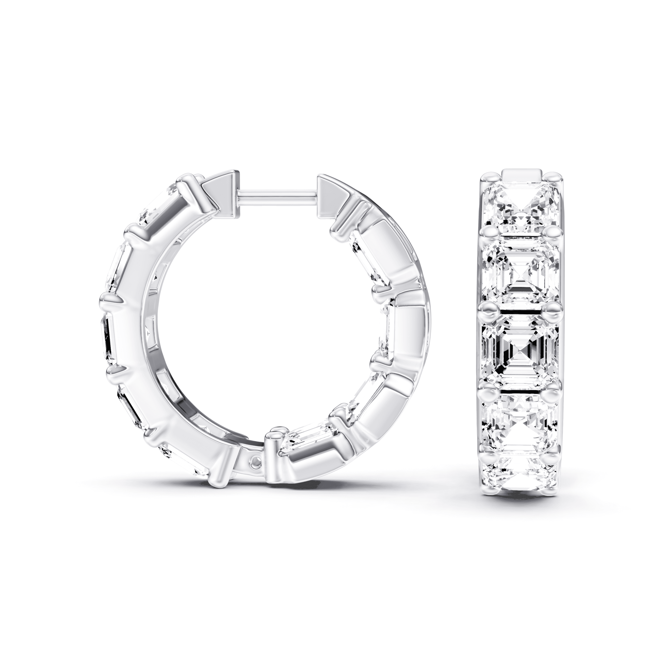 Full Setting Hoops Asscher — White Gold view 2