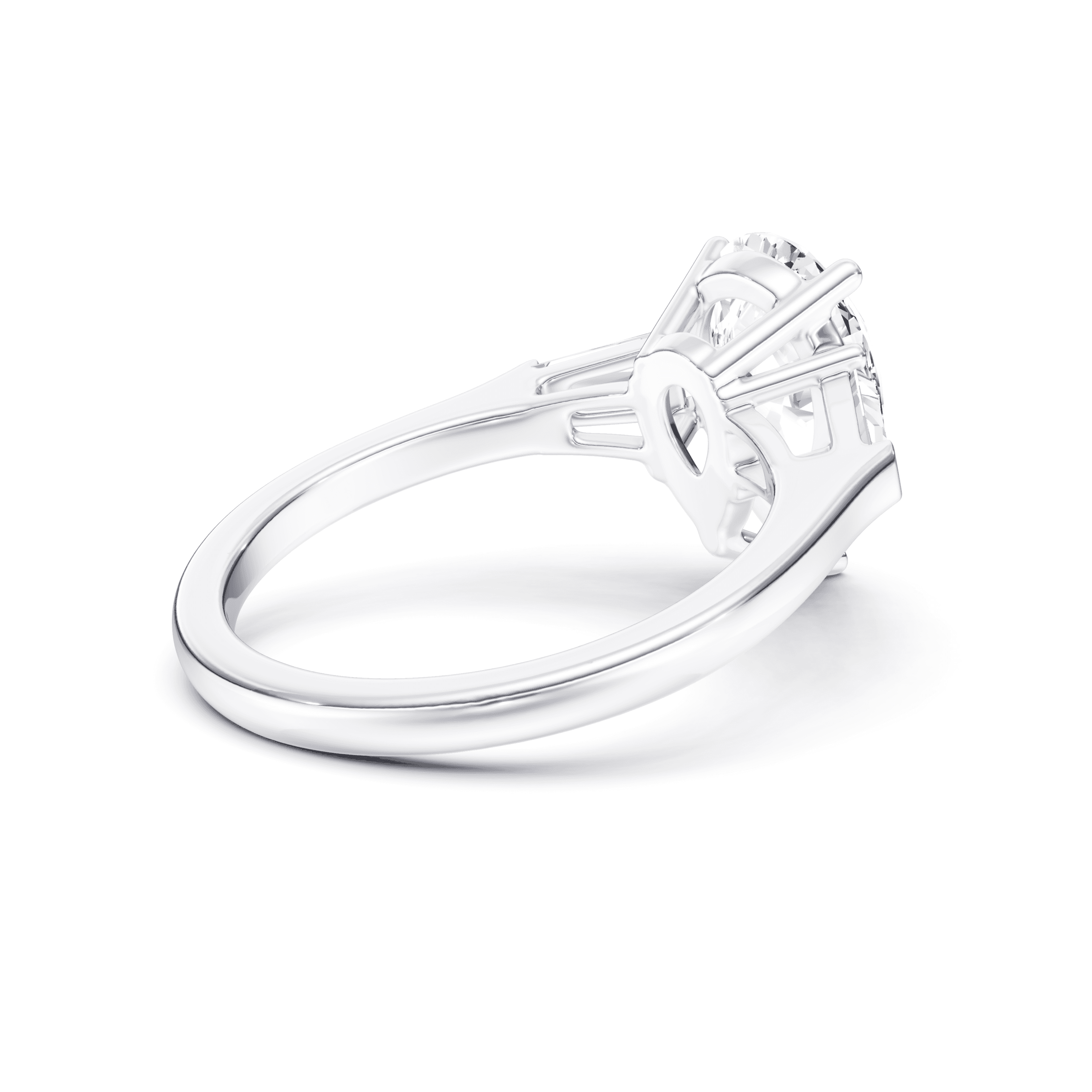 3 Stone Tapered Ring Pear — White Gold view 2