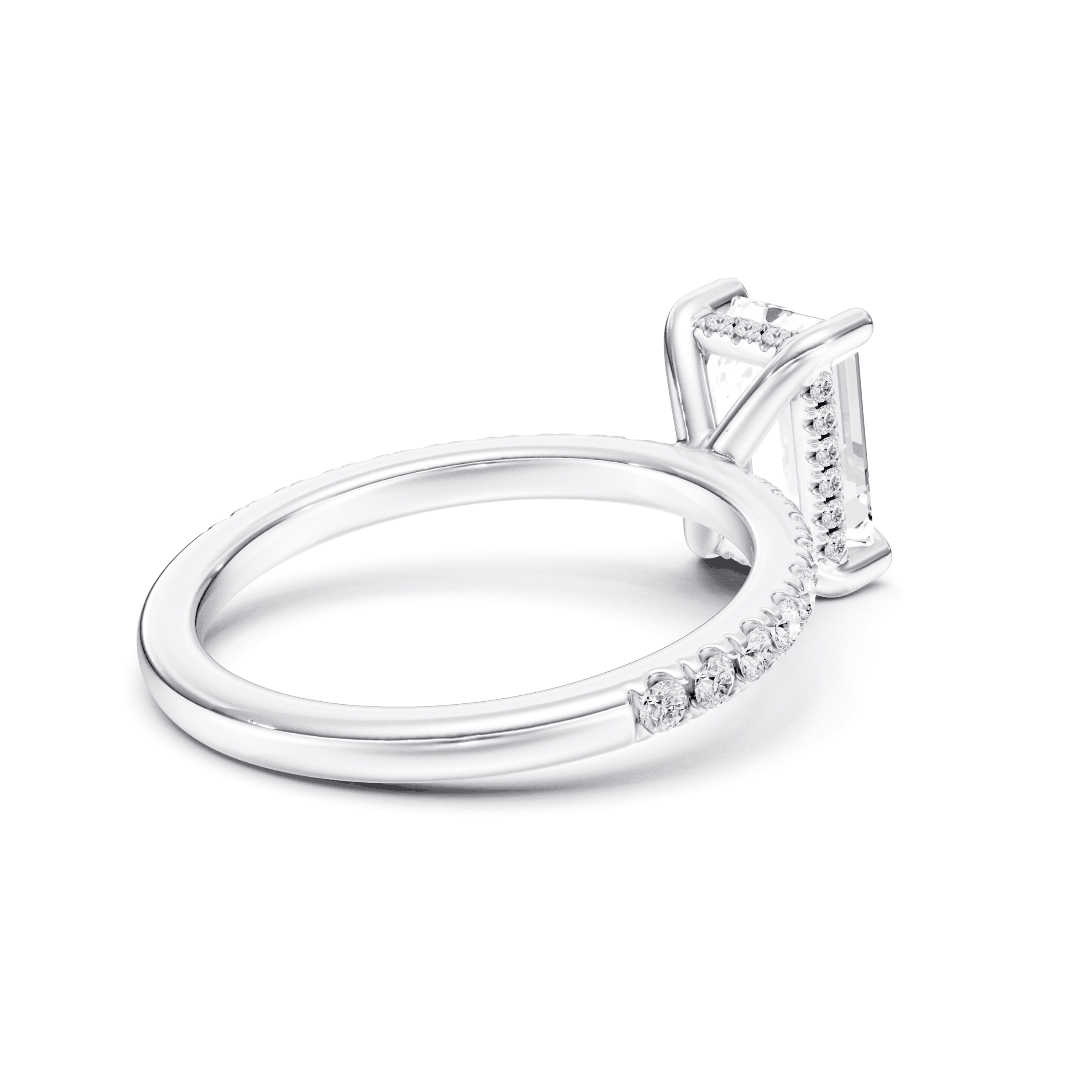 Pavé Ring Emerald — White Gold view 2