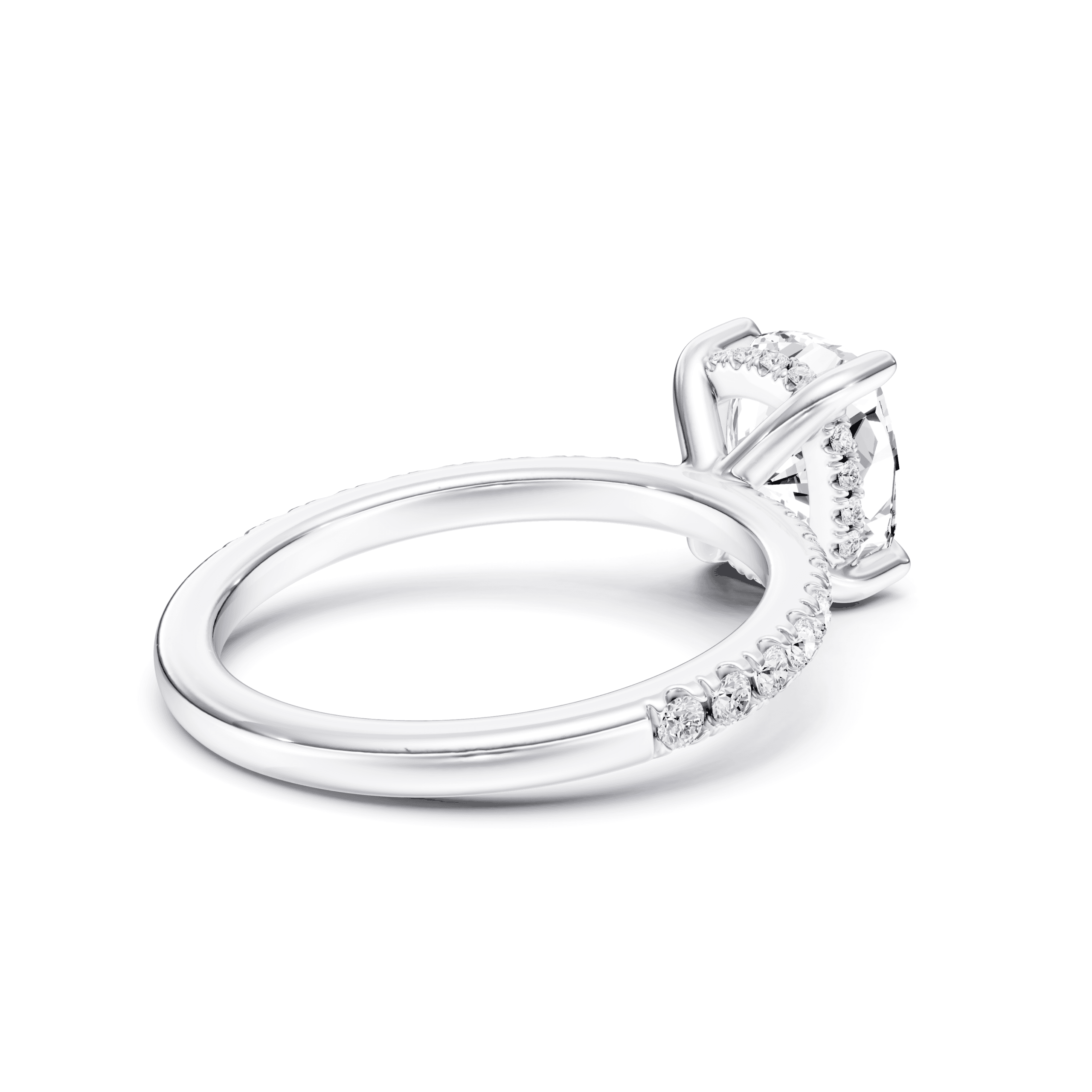 Pavé Ring Cushion — White Gold view 2