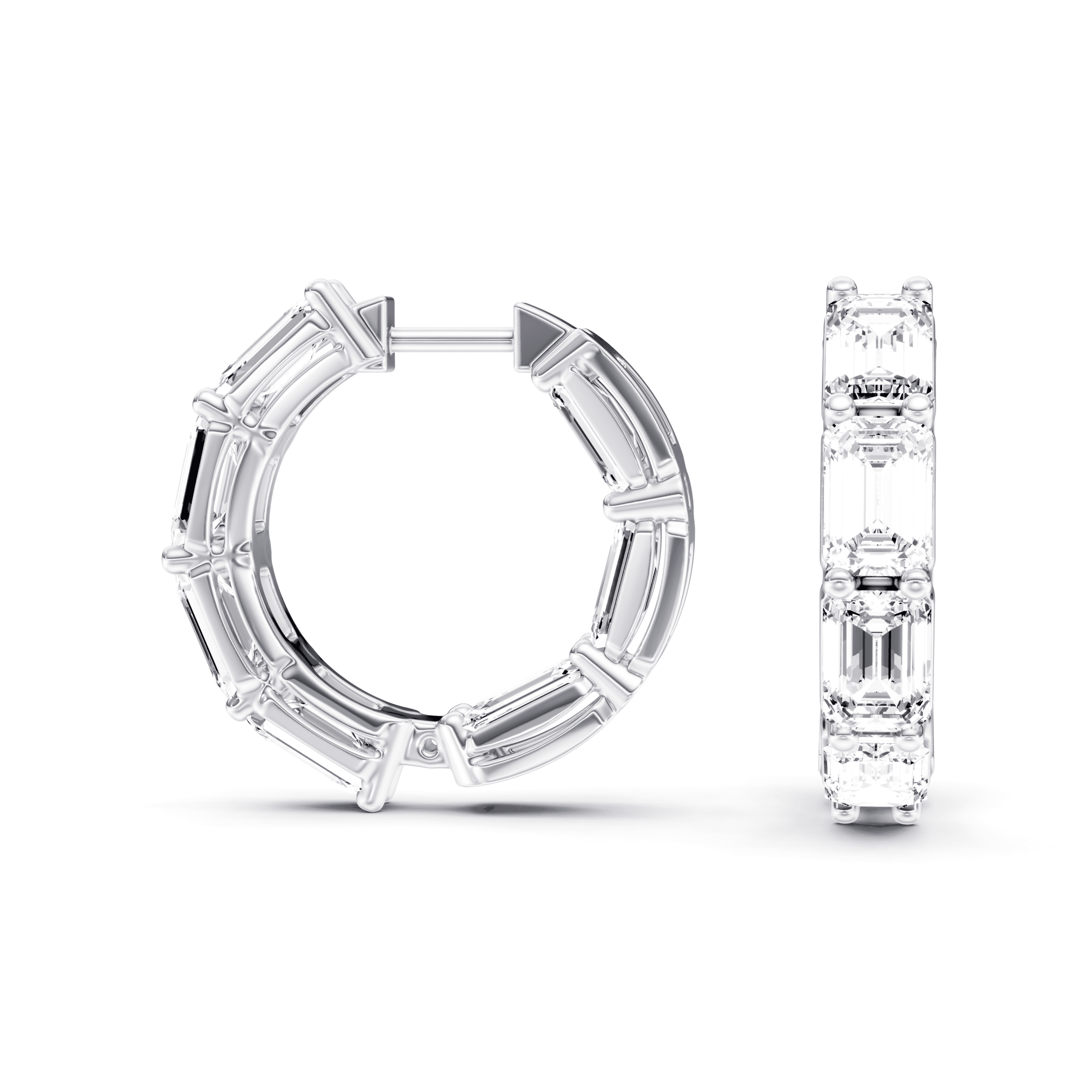 Full Setting Hoops Emerald — White Gold view 2