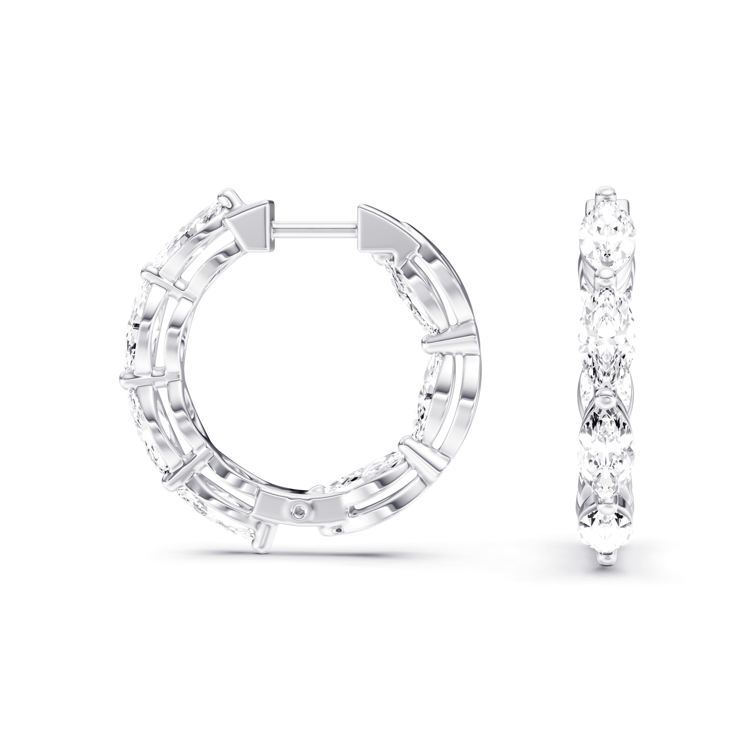 Full Setting Hoops Marquise — White Gold view 2