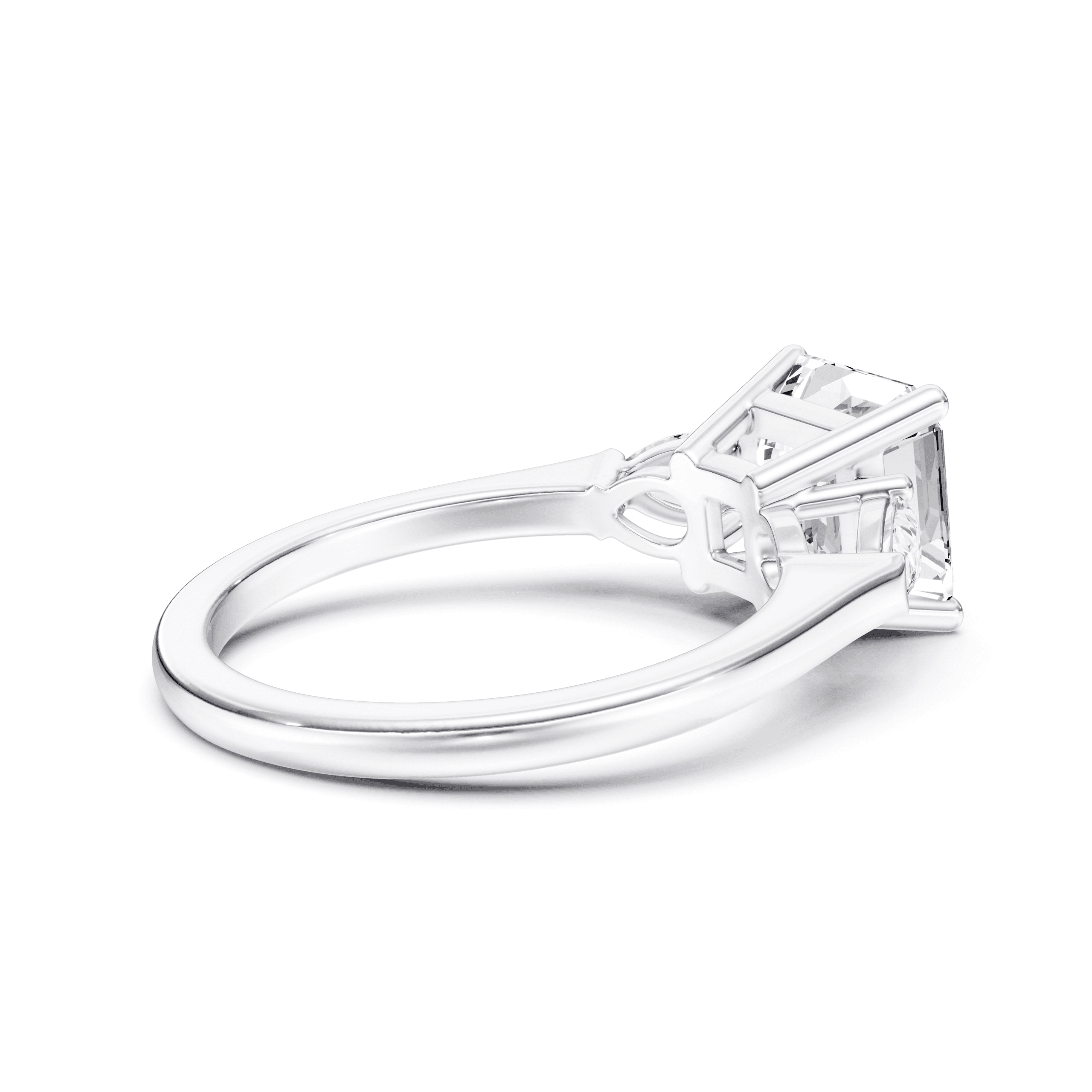 3 Stone Pear Ring Asscher — White Gold view 2