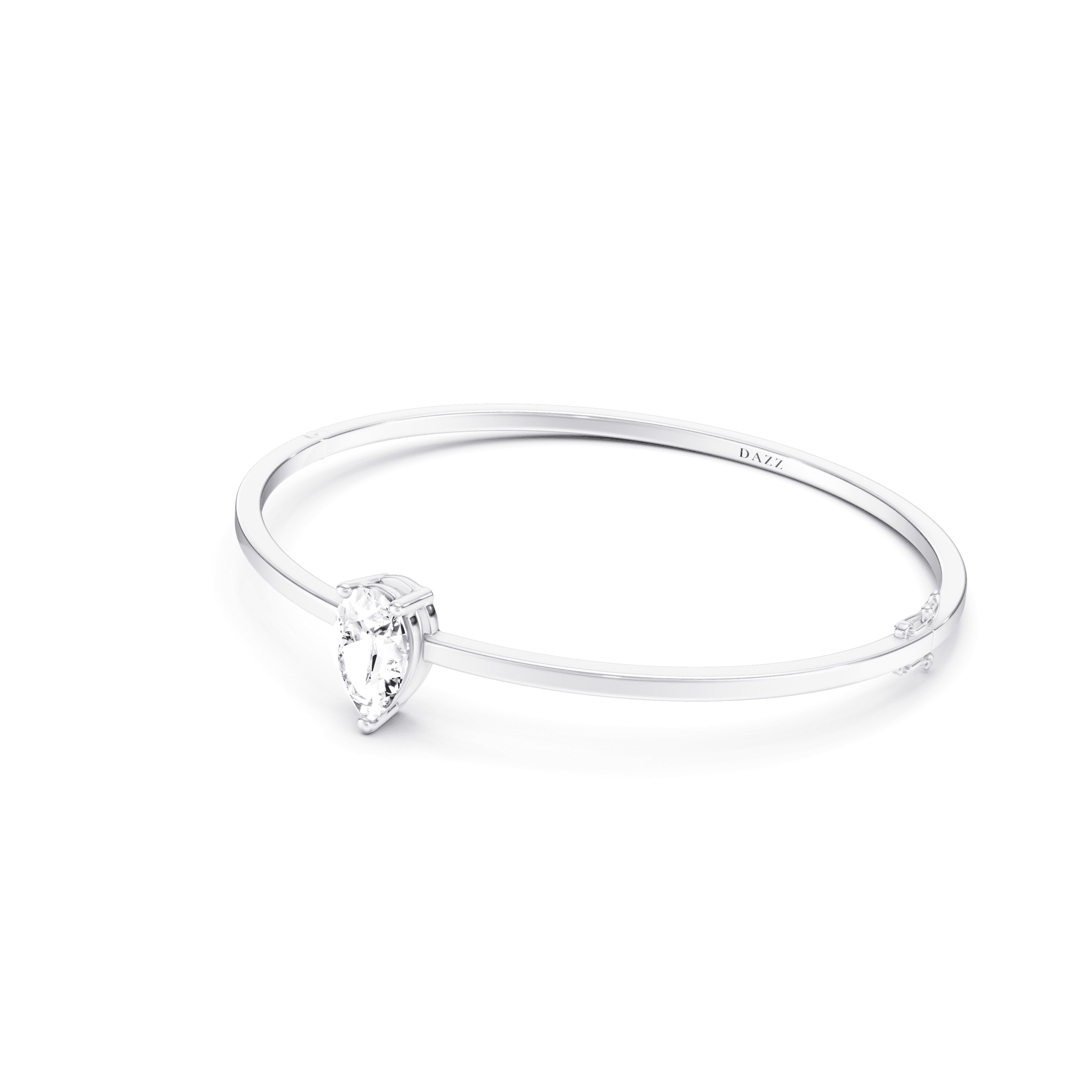 Bangle Solitaire Pear 2ct — White Gold view 2