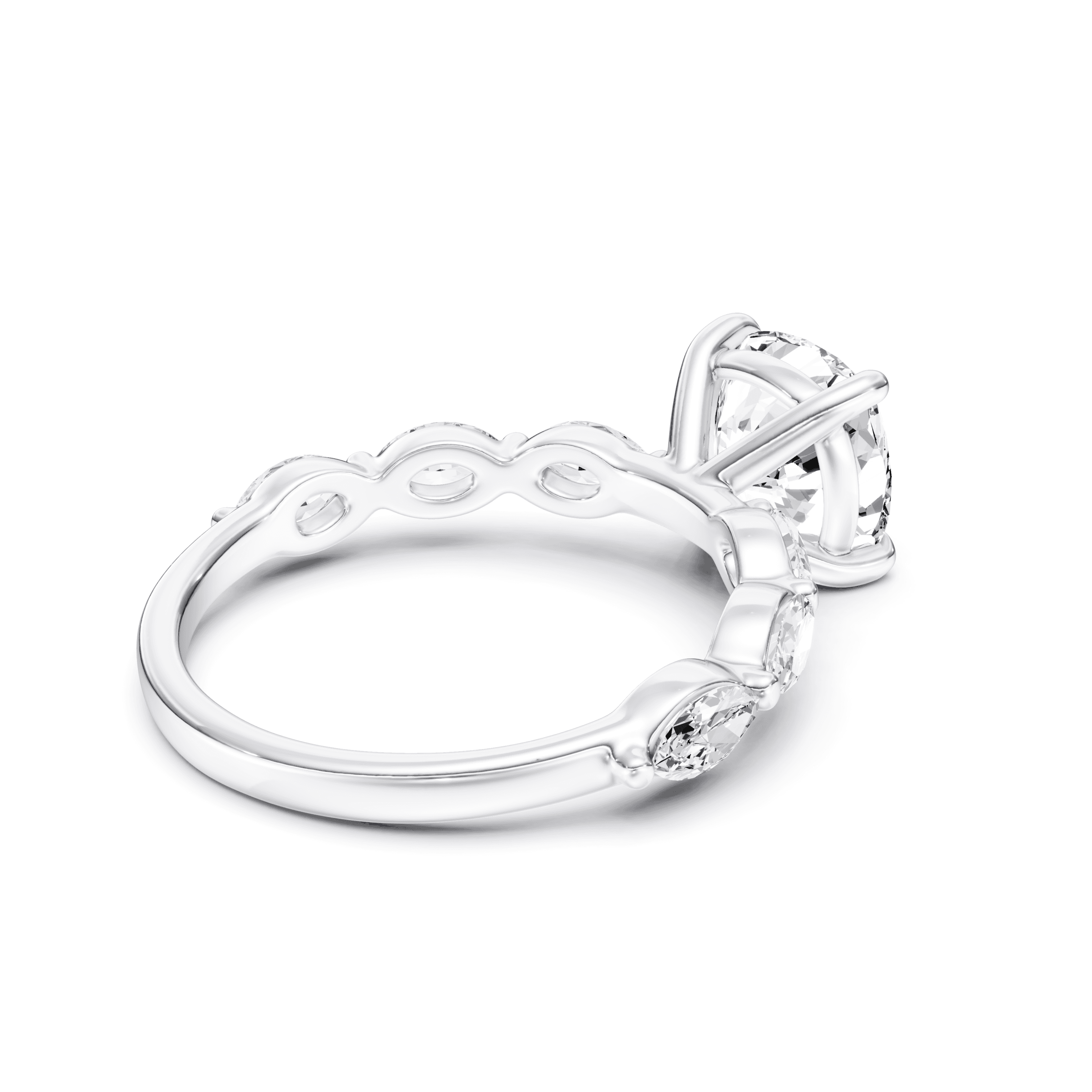 Solitaire Marquise Cushion — White Gold view 2