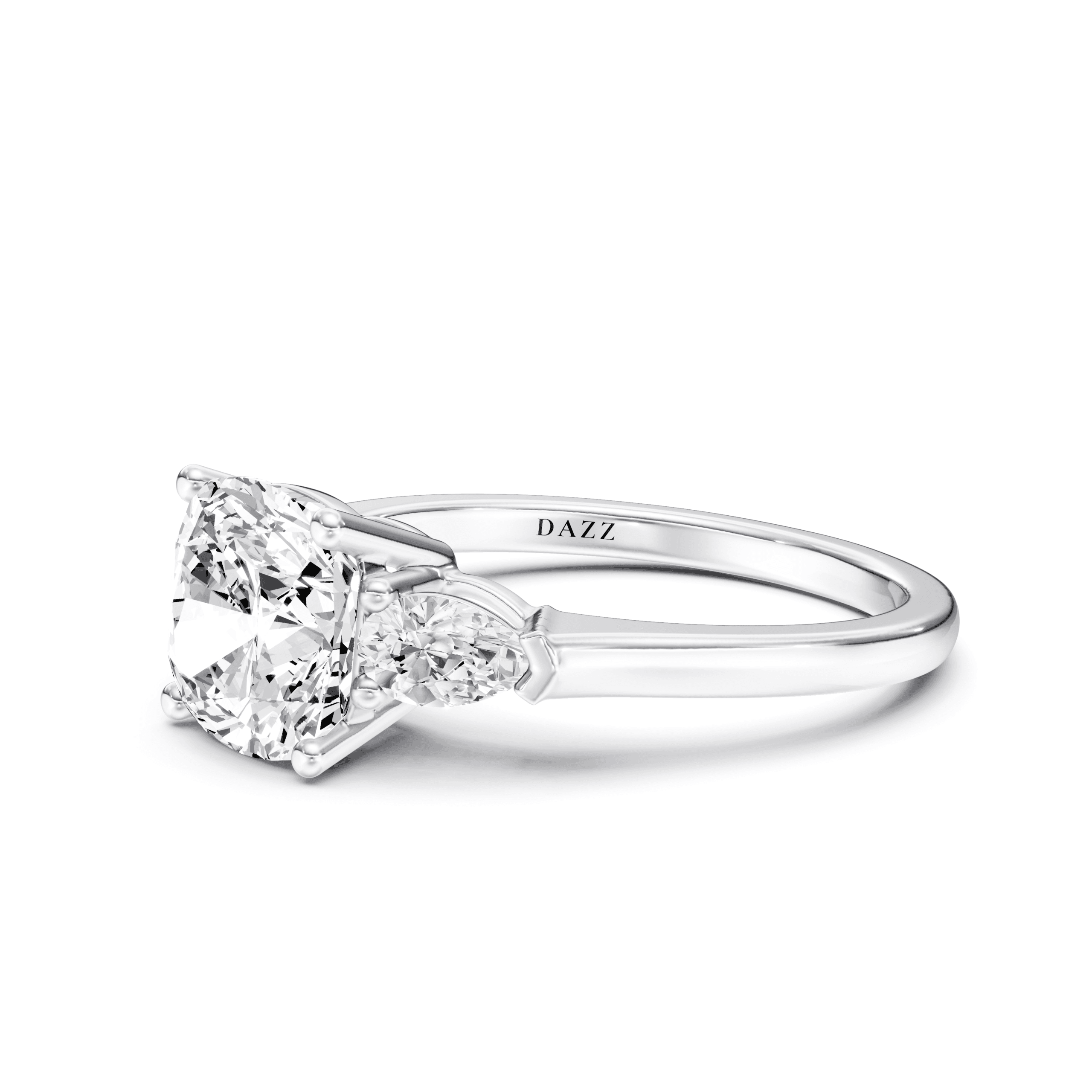 3 Stone Pear Ring Cushion — White Gold view 2