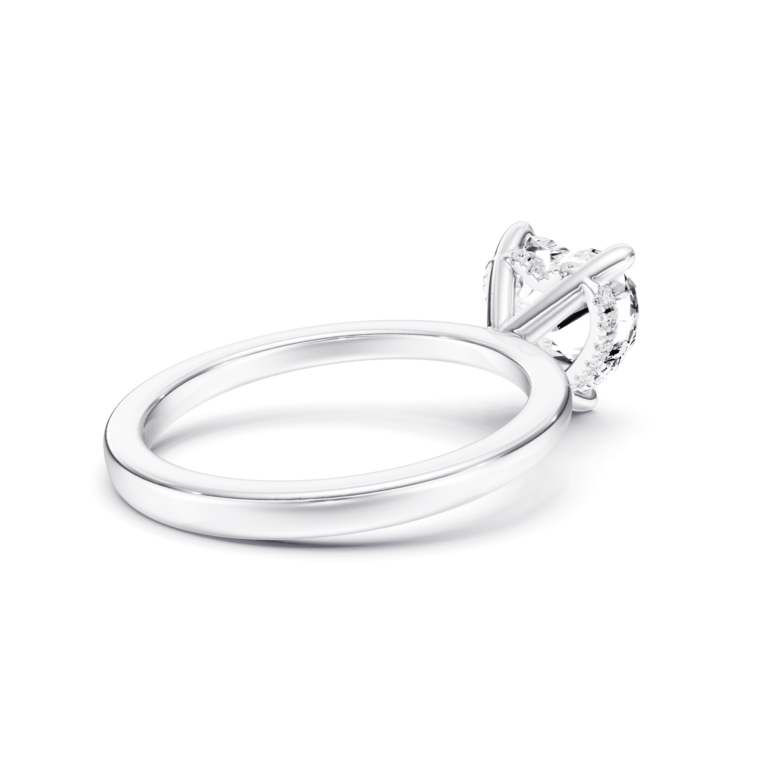 Hidden Halo Ring Heart — White Gold view 2
