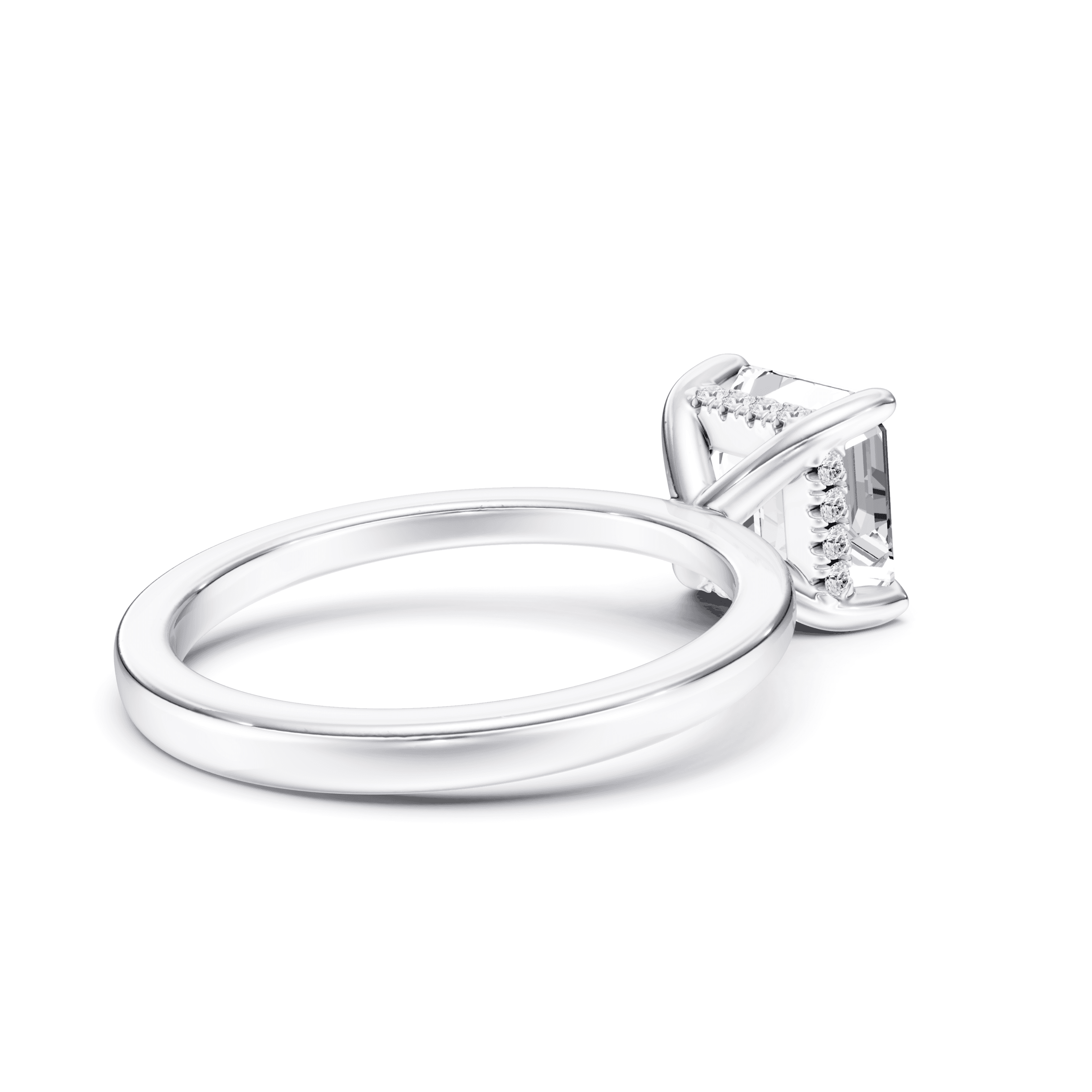 Hidden Halo Ring Asscher — White Gold view 2