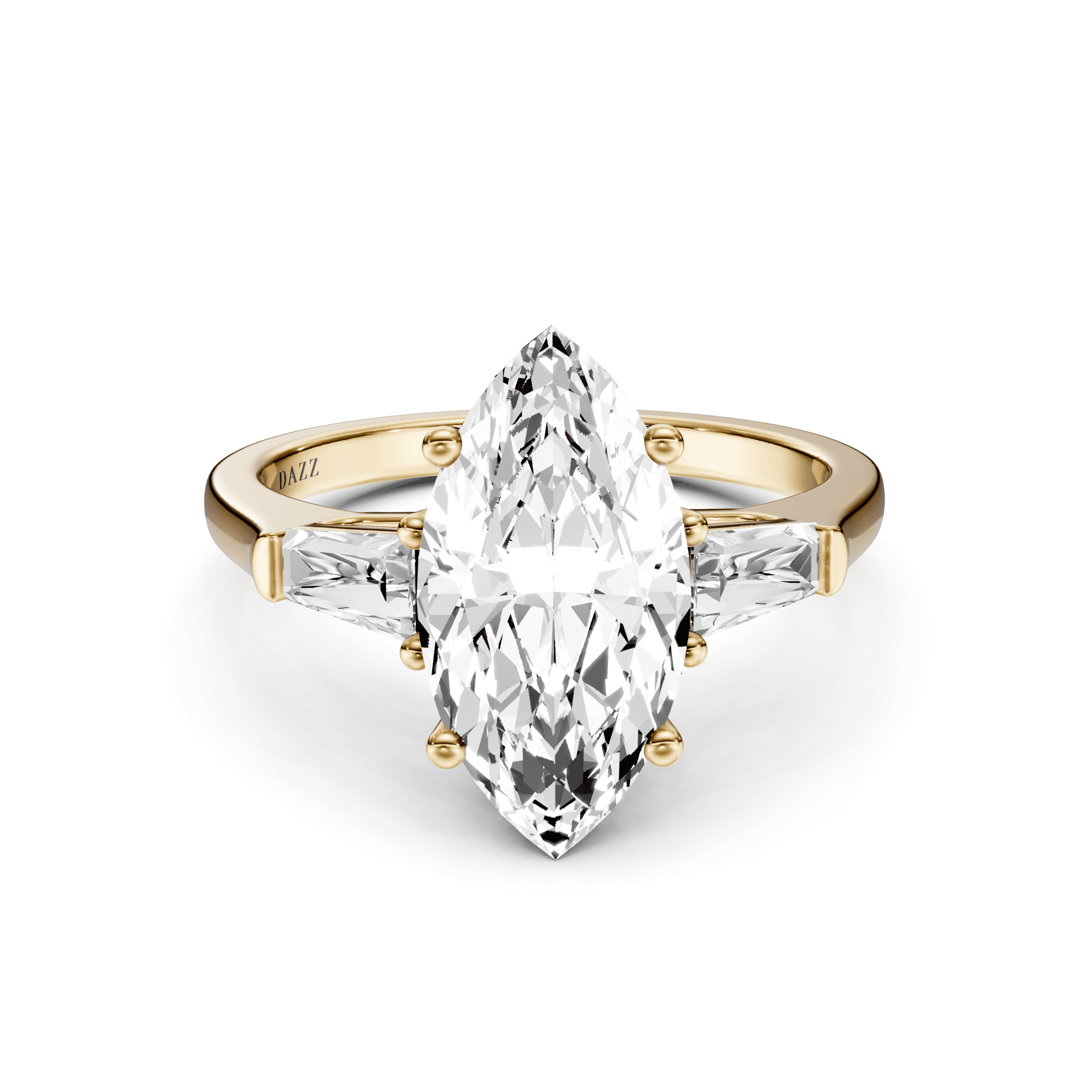3 Stone Tapered Ring Marquise — White Gold view 8