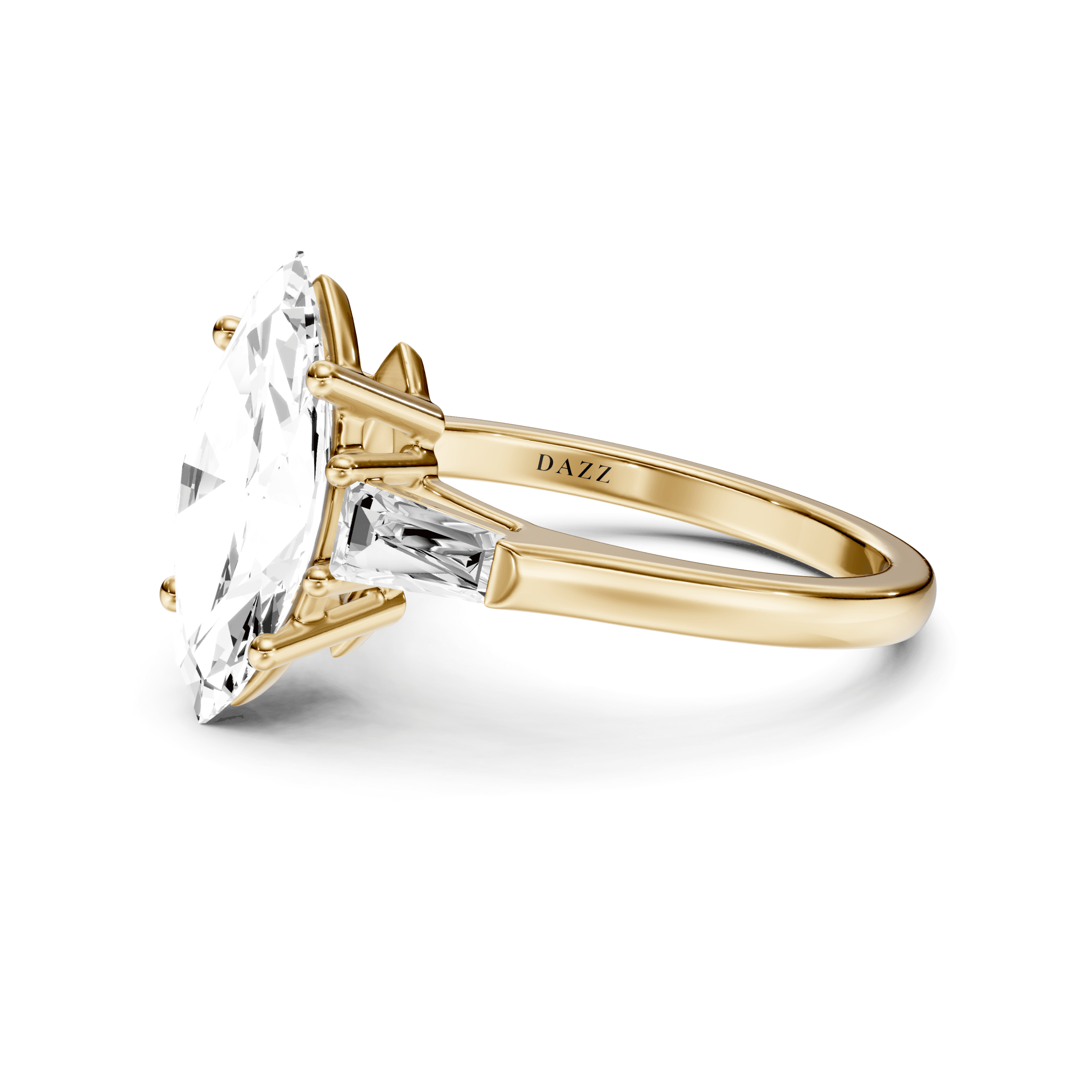 3 Stone Tapered Ring Marquise — White Gold view 9