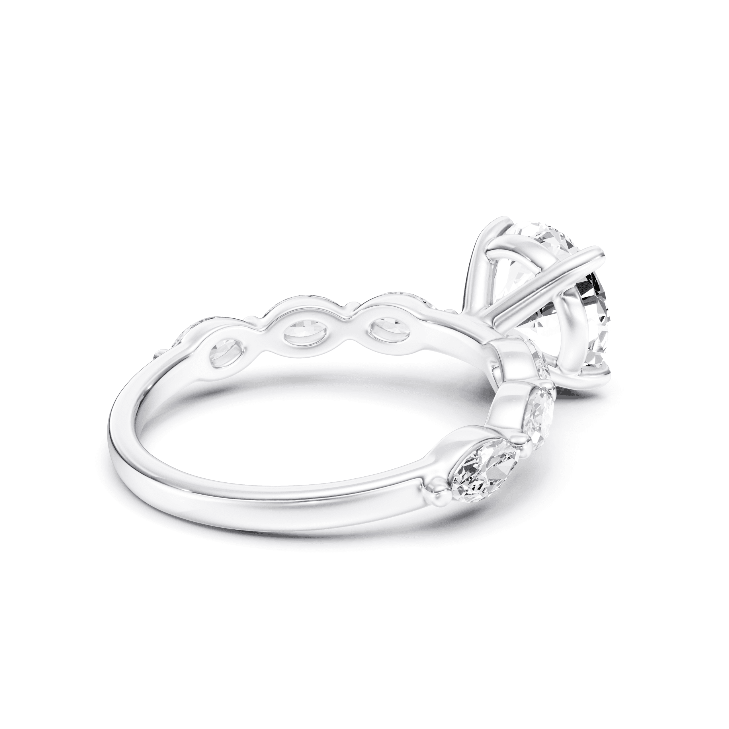 Solitaire Marquise Round — White Gold view 2