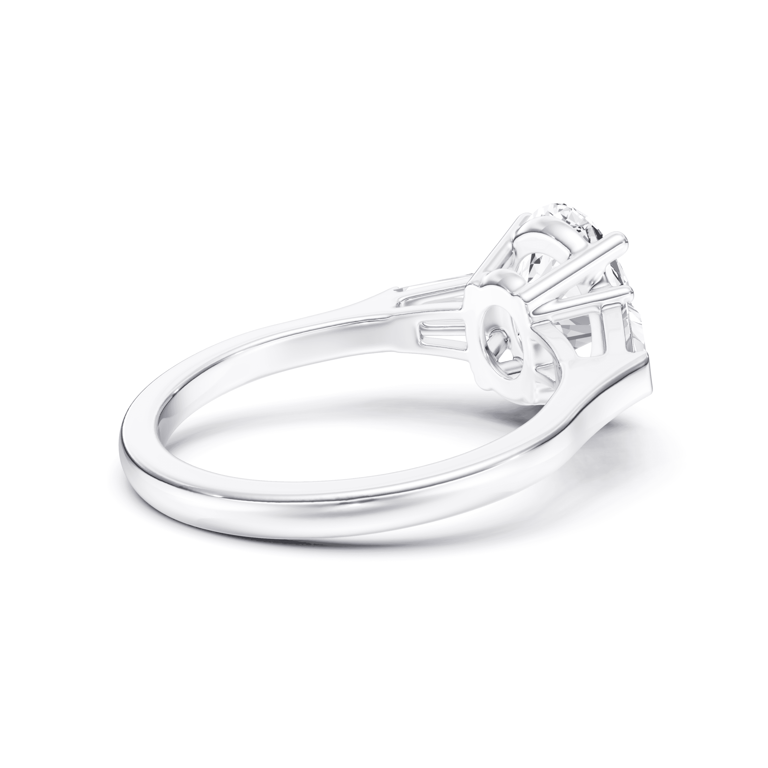 3 Stone Tapered Ring Oval — White Gold view 2