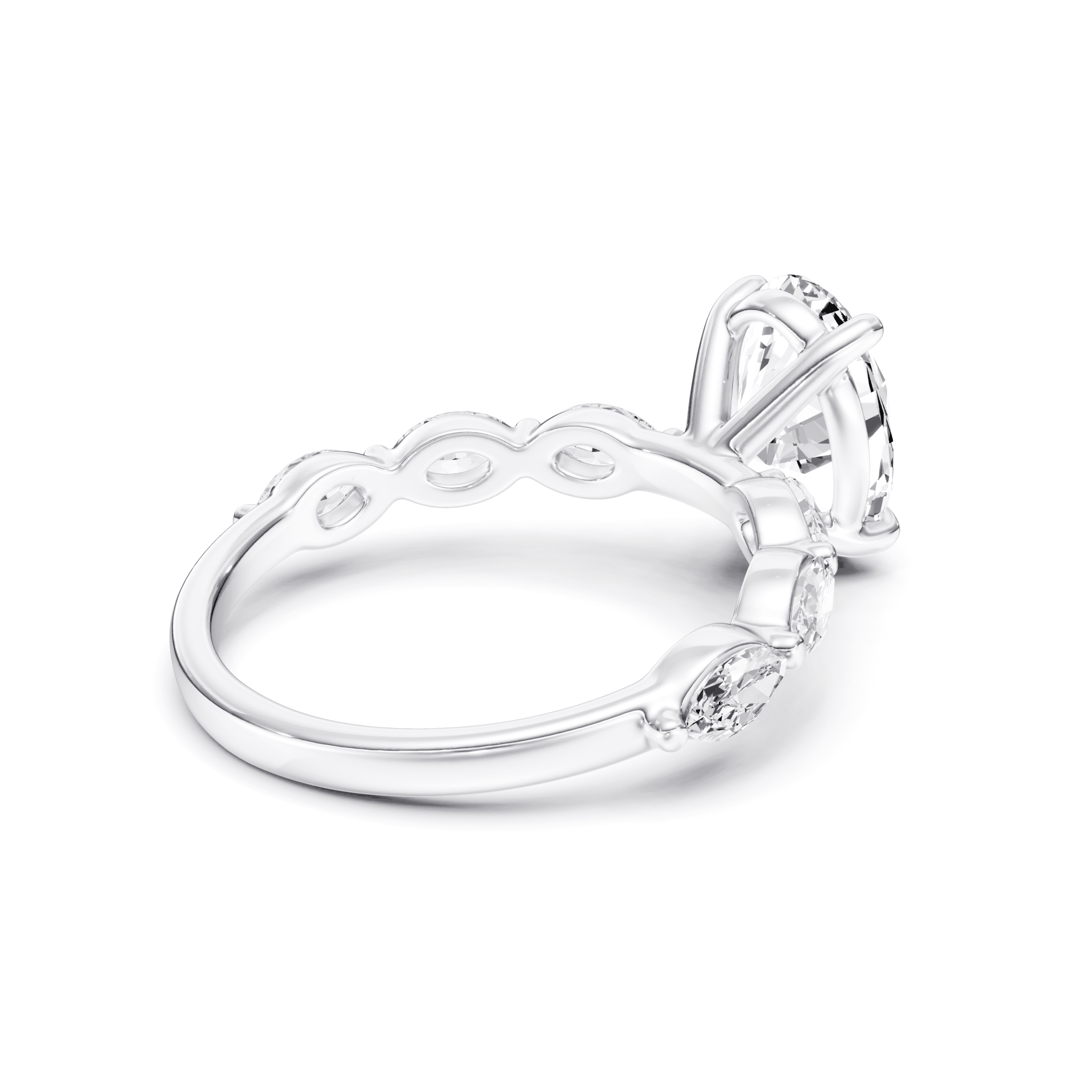 Solitaire Marquise Oval — White Gold view 2