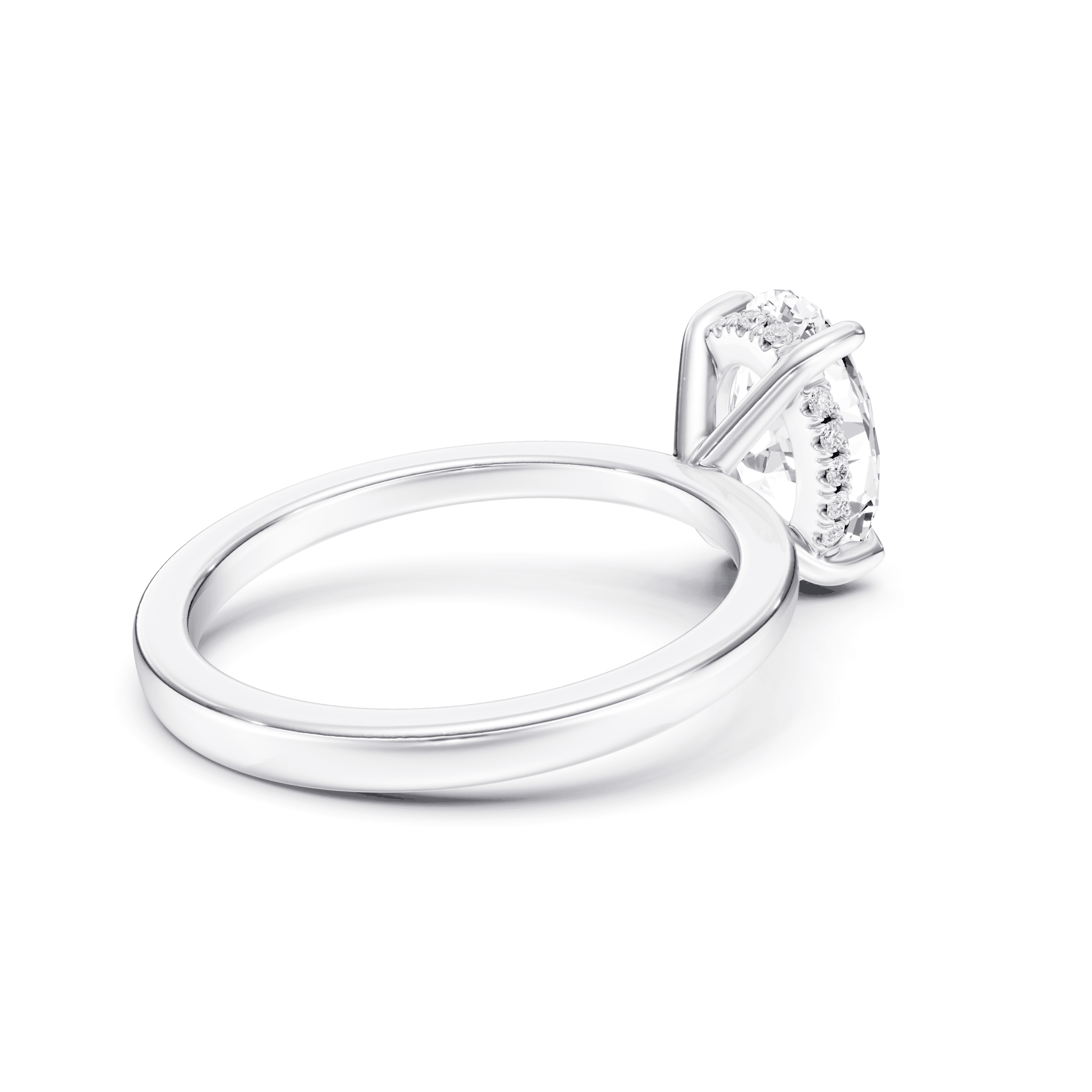Hidden Halo Ring Oval — White Gold view 2