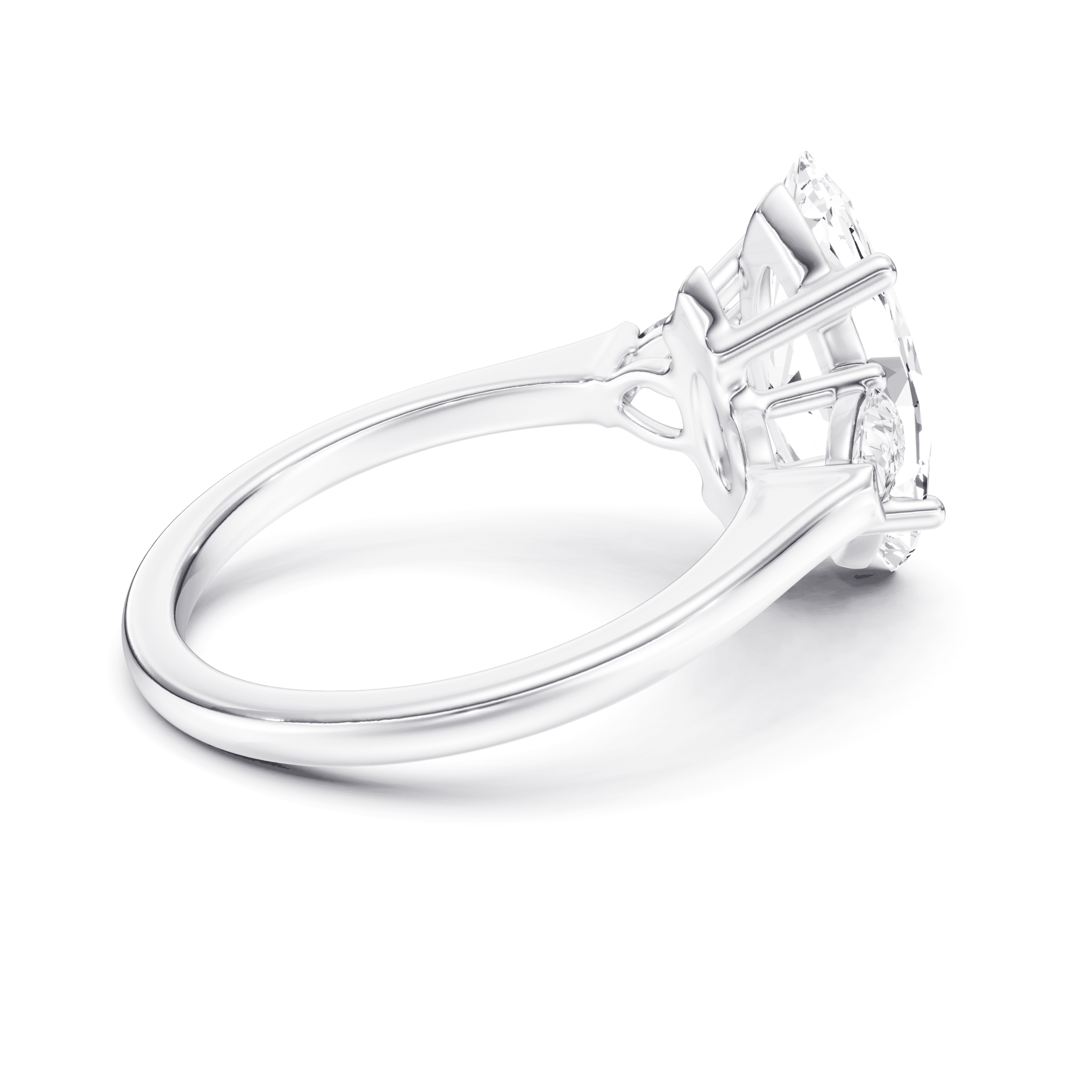3 Stone Pear Ring Marquise — White Gold view 2