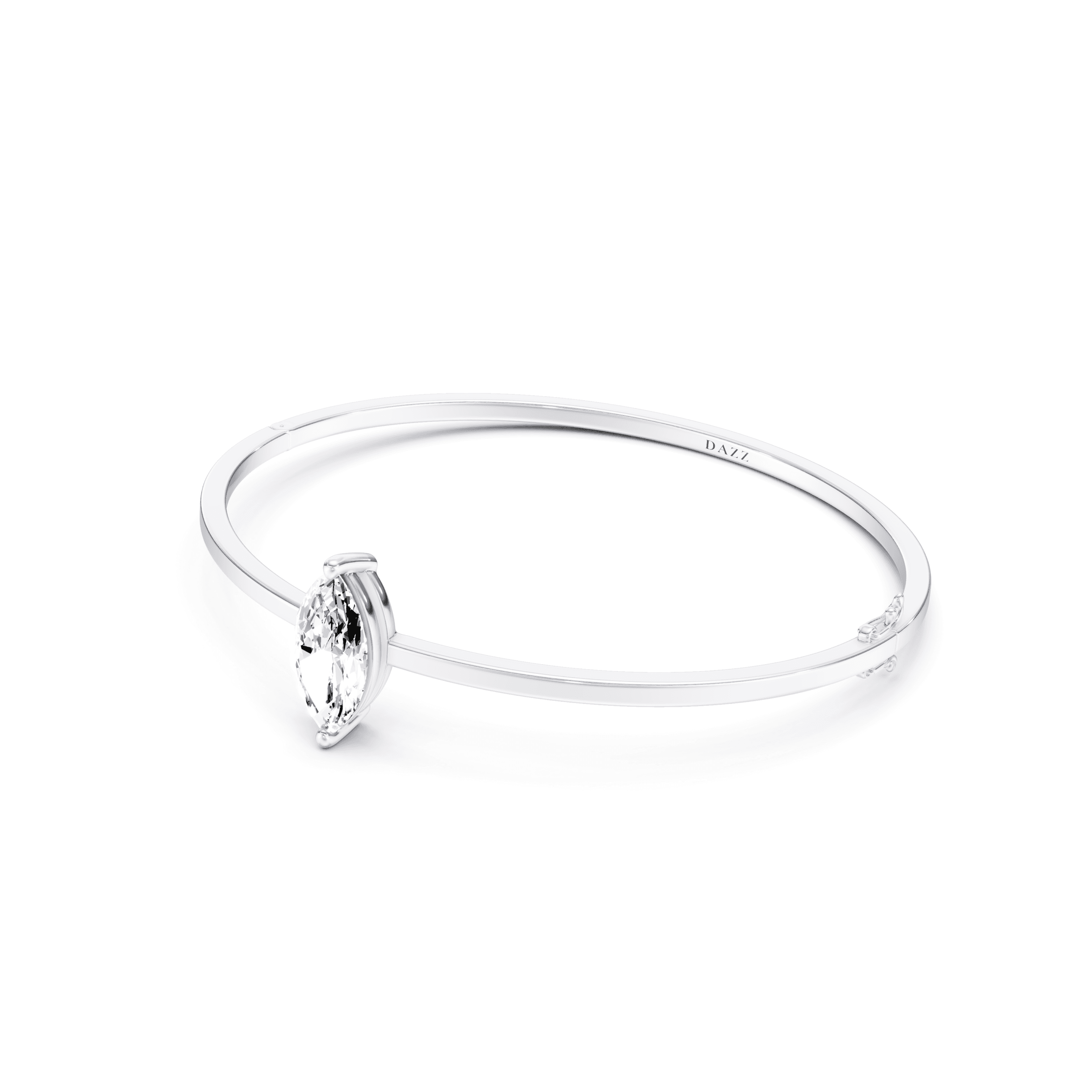 Bangle Solitaire Marquise 2ct — White Gold view 2