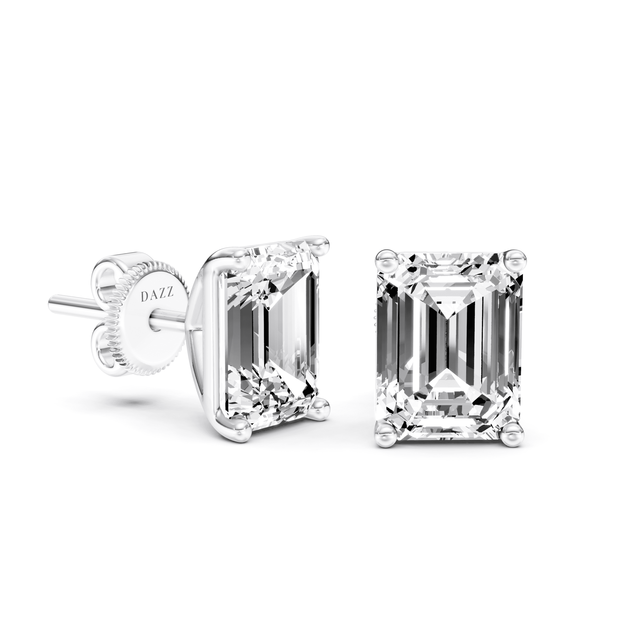Solitaire Studs Emerald — White Gold view 2