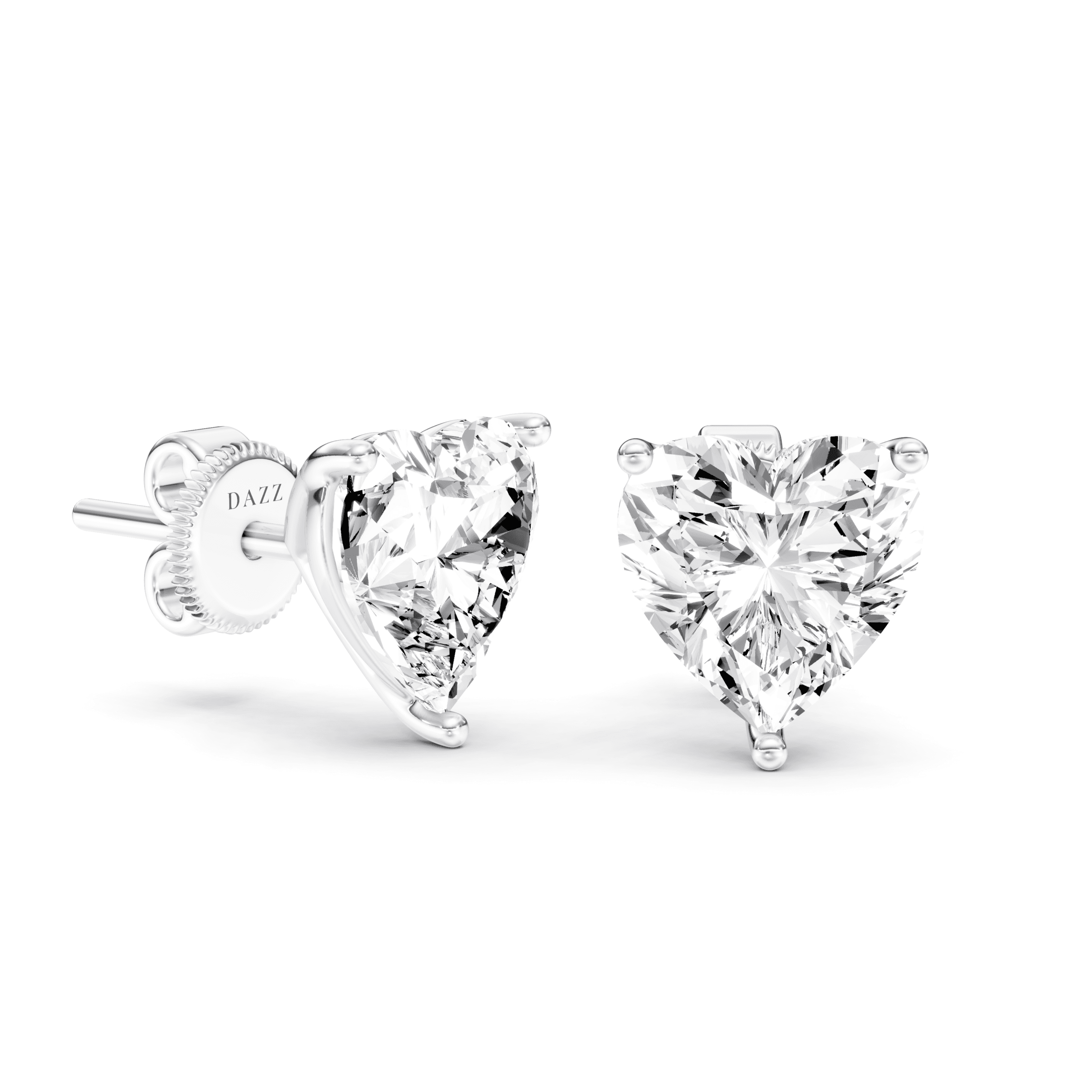 Solitaire Studs Heart — White Gold view 2