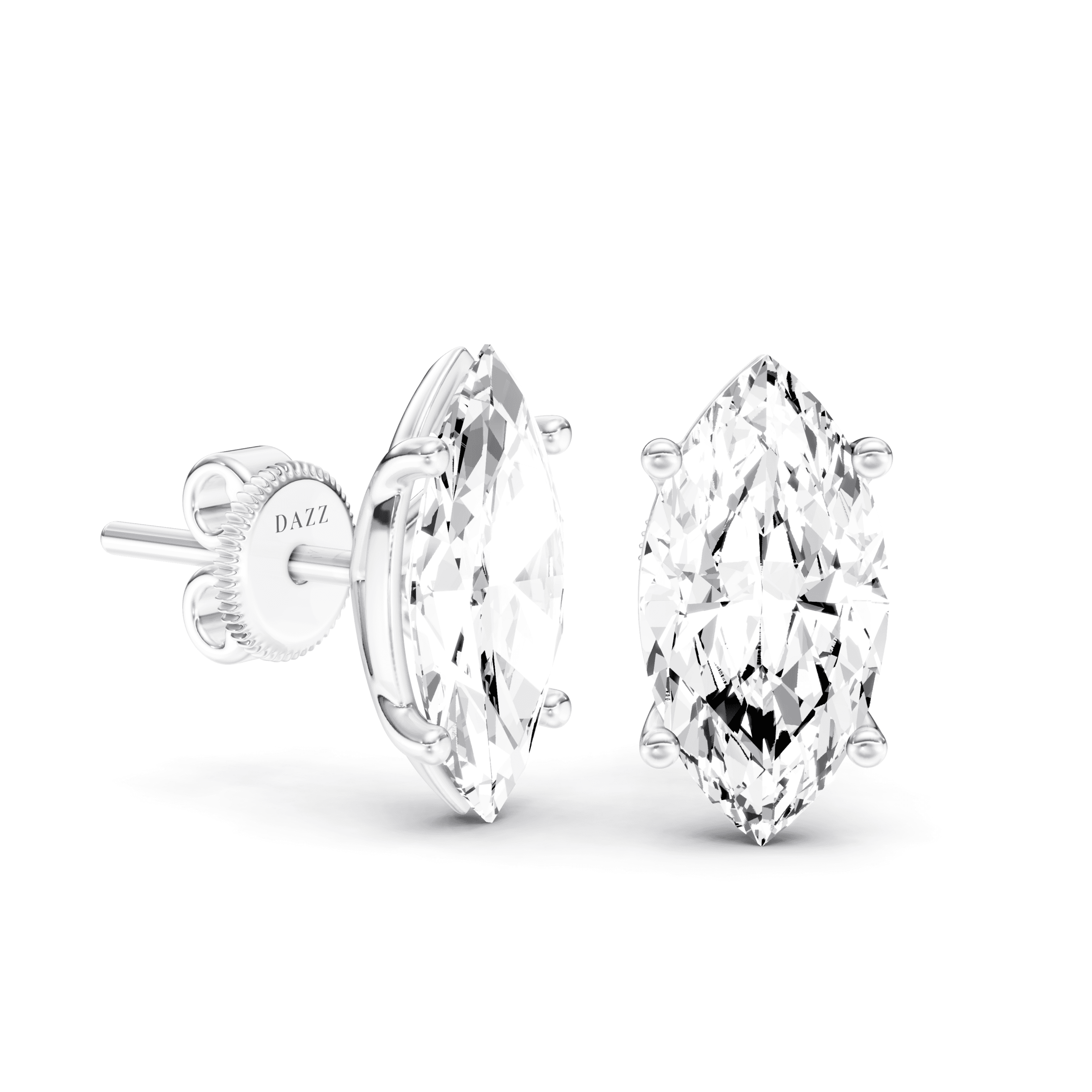 Solitaire Studs Marquise — White Gold view 2