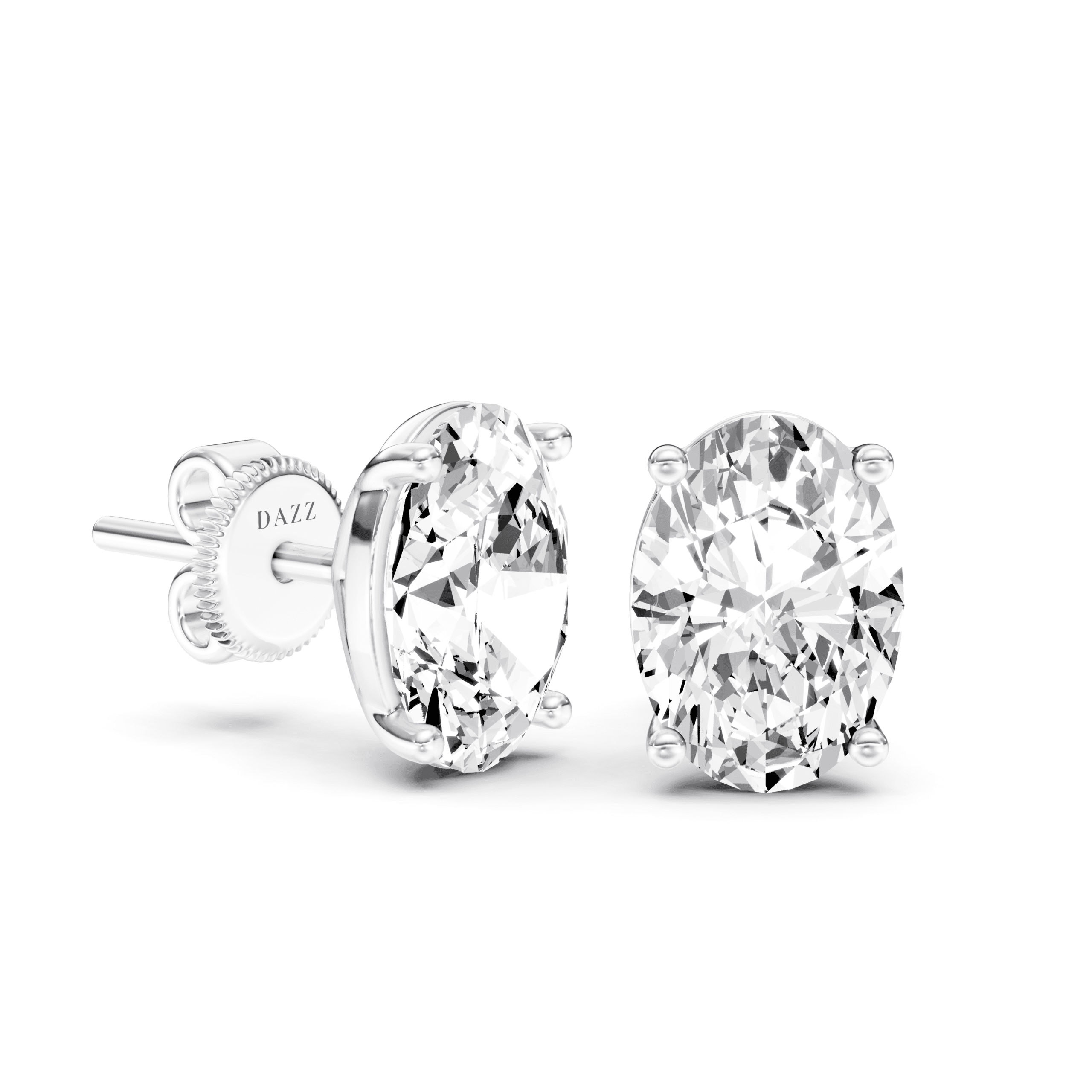 Solitaire Studs Oval — White Gold view 2