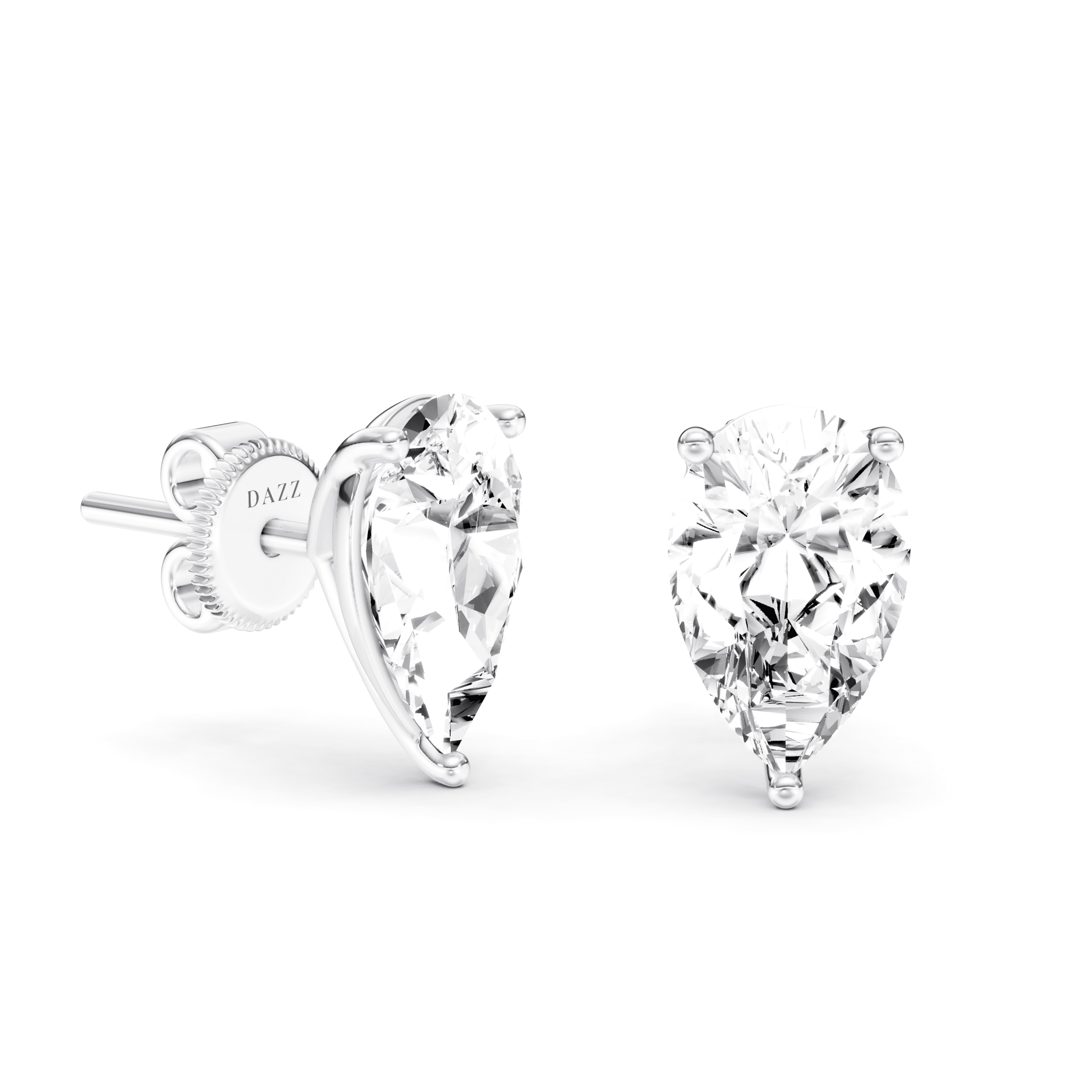 Solitaire Studs Pear — White Gold view 2