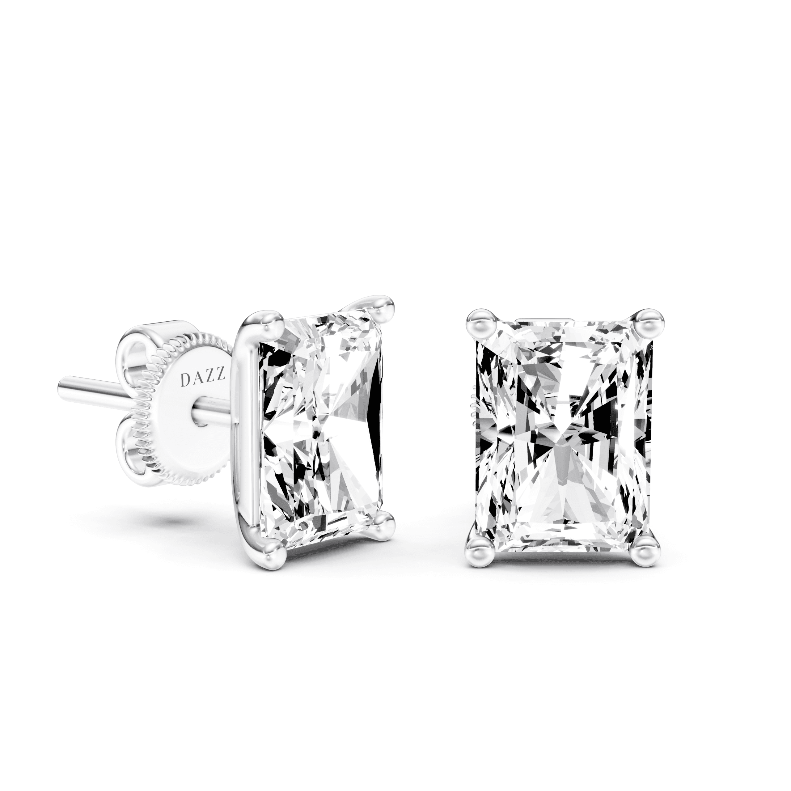 Solitaire Studs Radiant — White Gold view 2