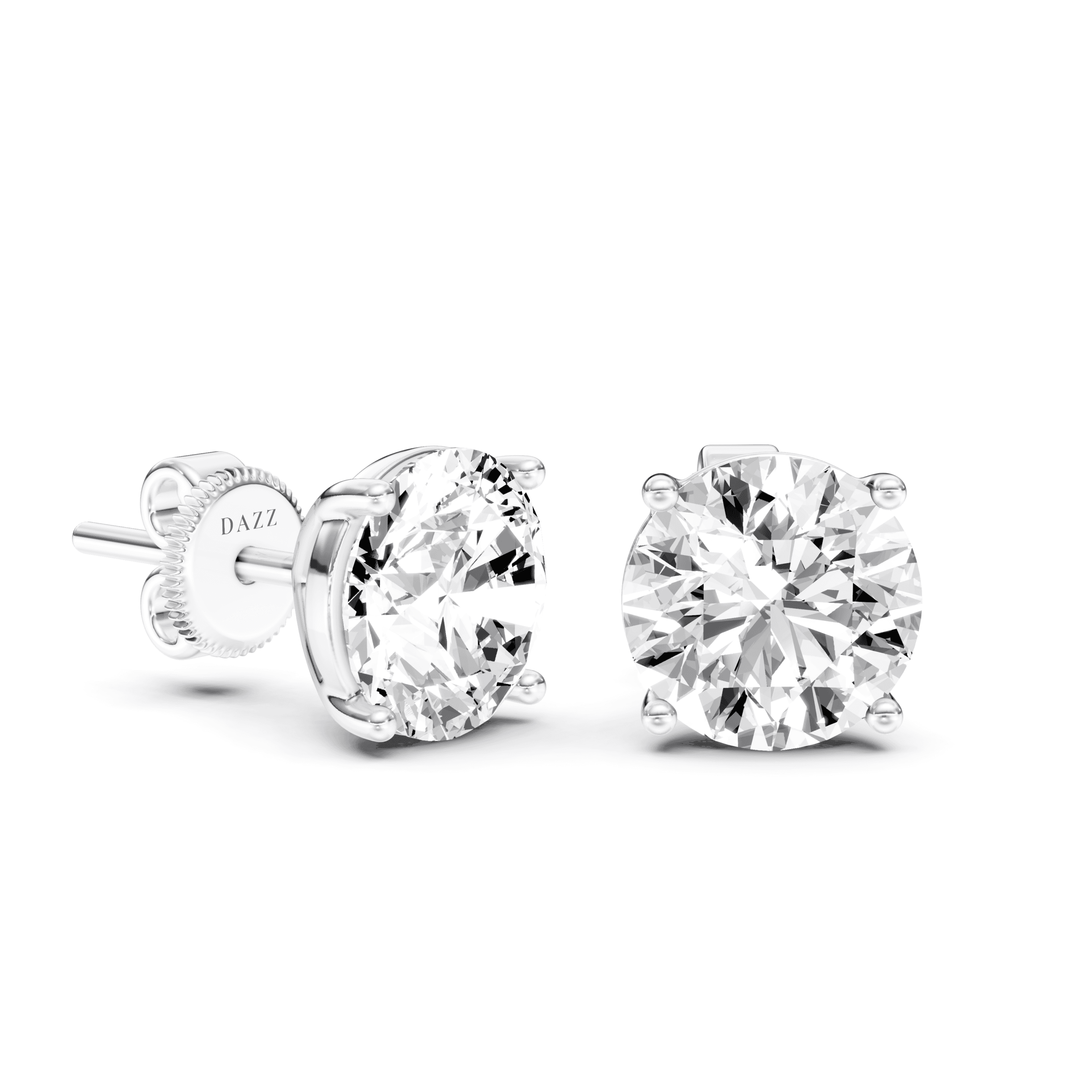Solitaire Studs Round — White Gold view 2