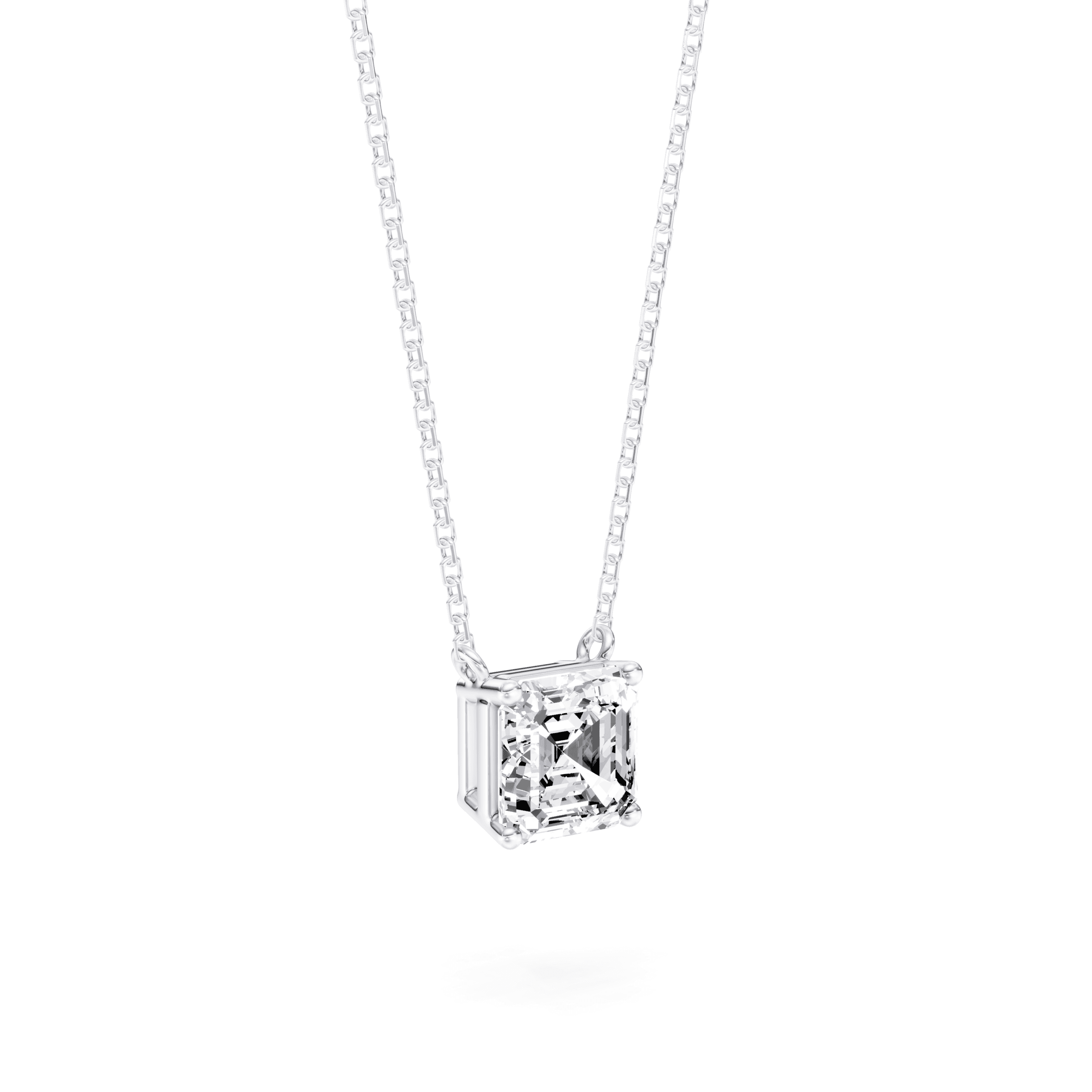 Solitaire Pendant Asscher — White Gold view 2