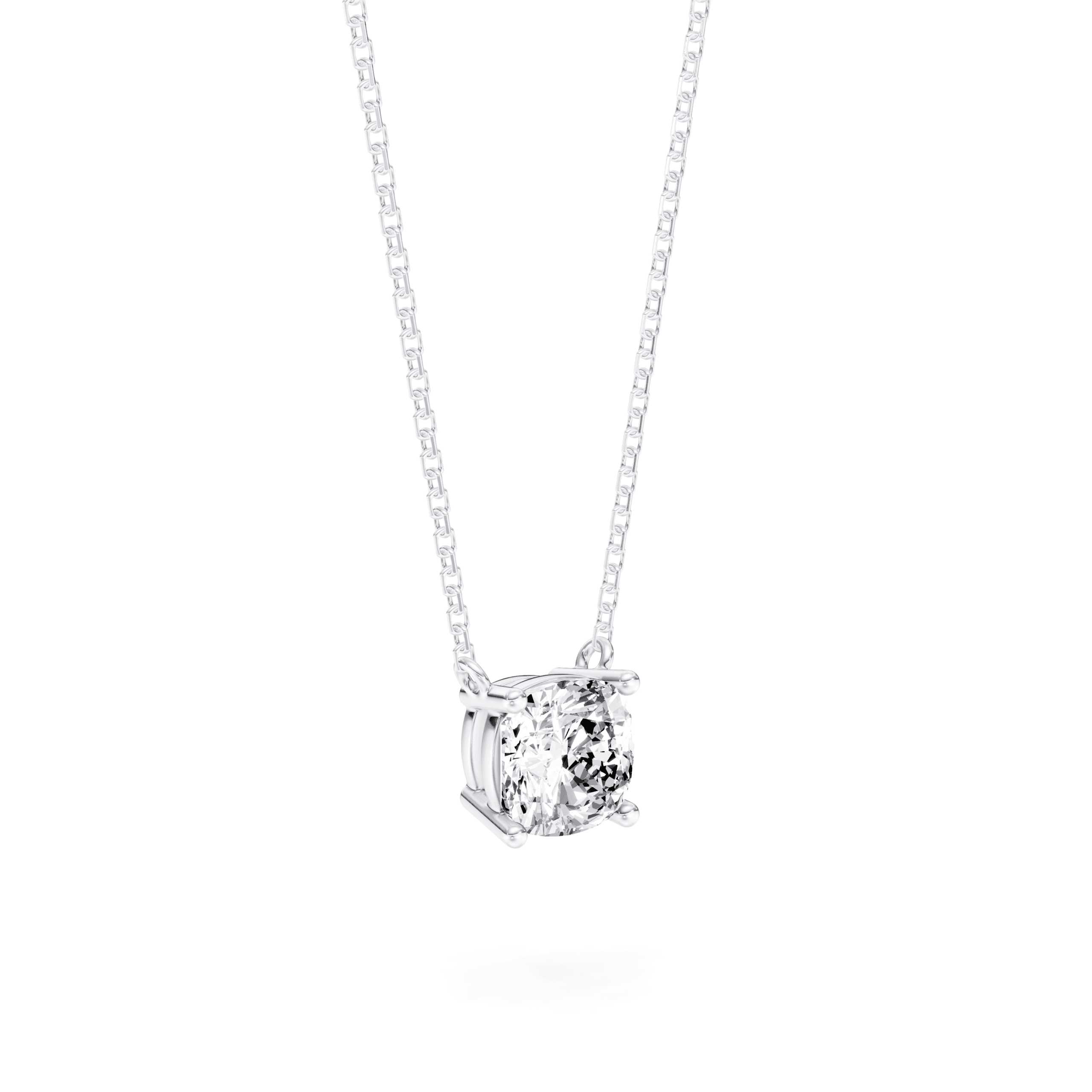 Solitaire Pendant Cushion — White Gold view 2