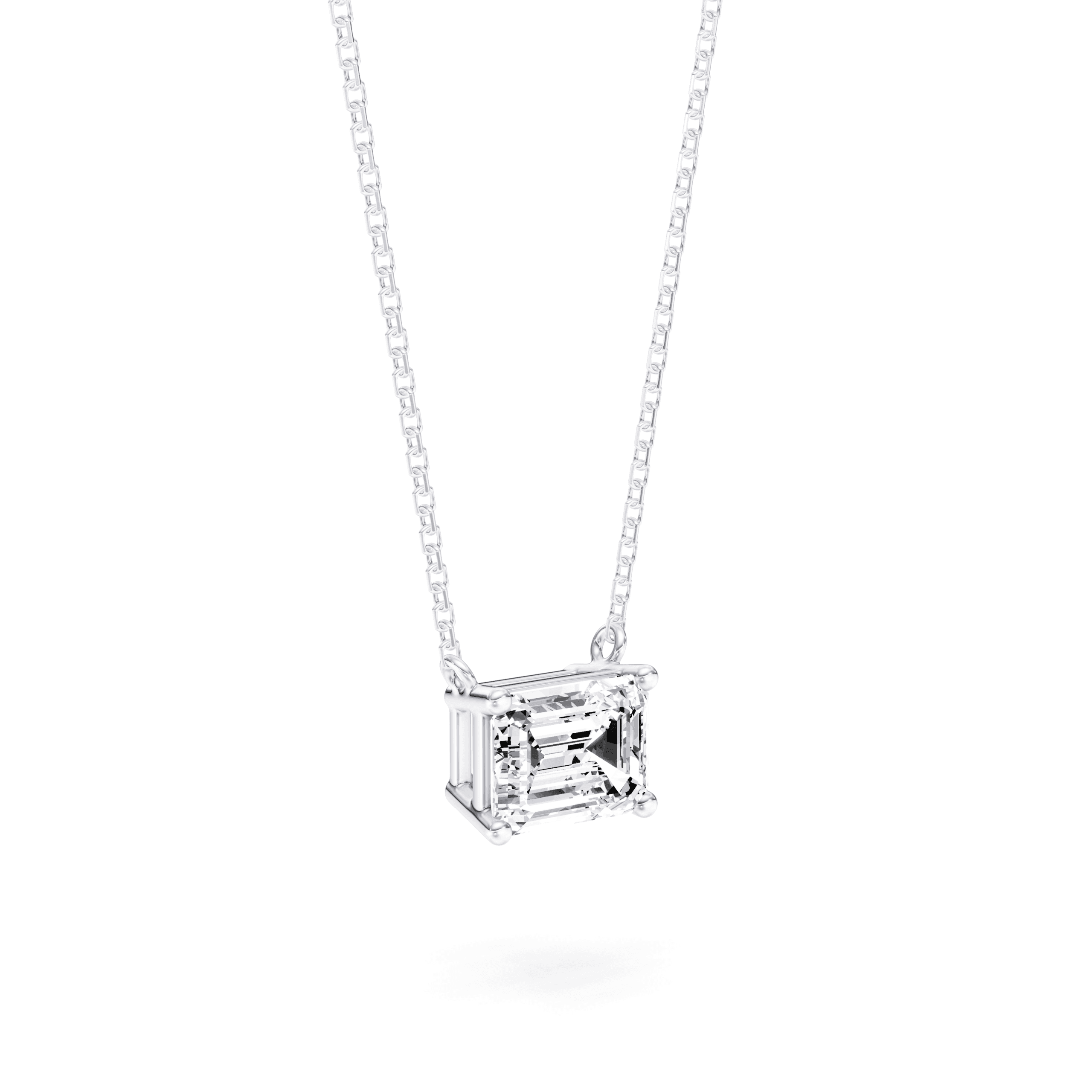 Solitaire Pendant Emerald — White Gold view 2