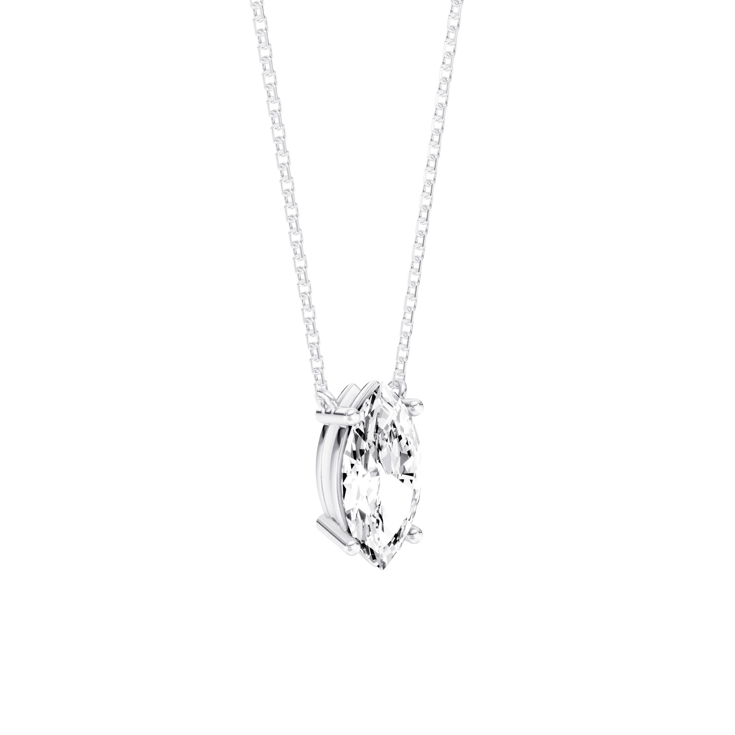 Solitaire Pendant Marquise — White Gold view 2