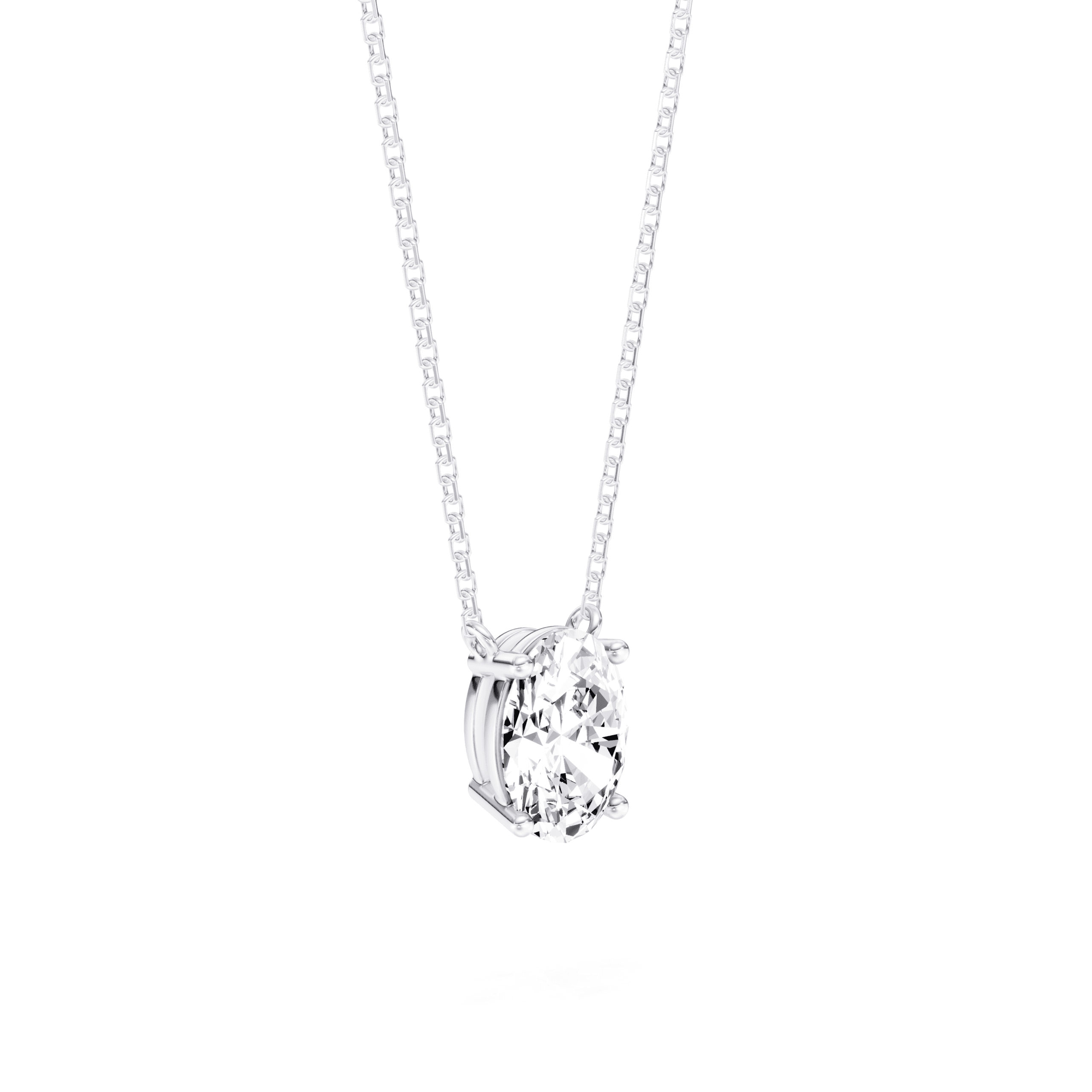 Solitaire Pendant Oval Stand — White Gold view 2