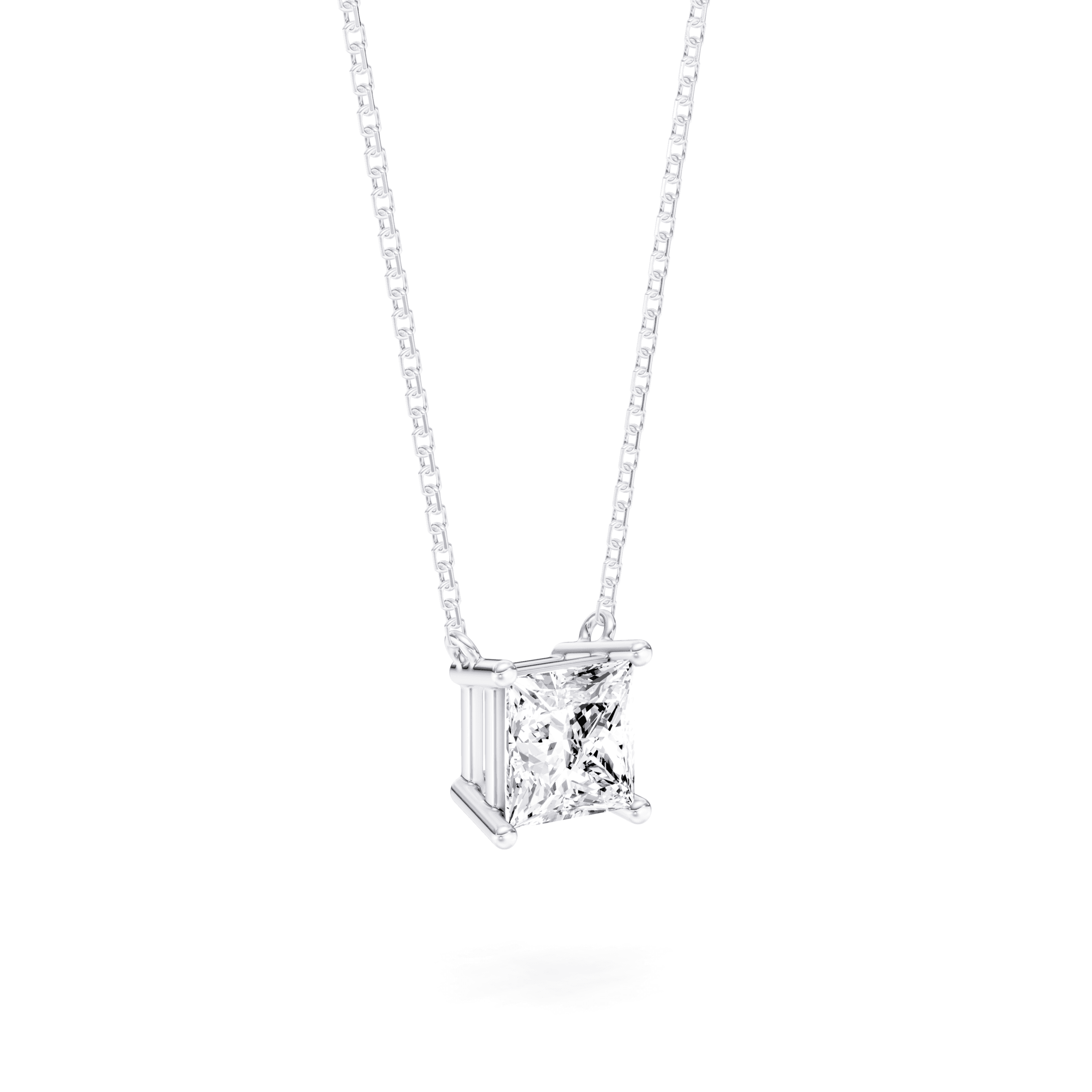 Solitaire Pendant Princess — White Gold view 2