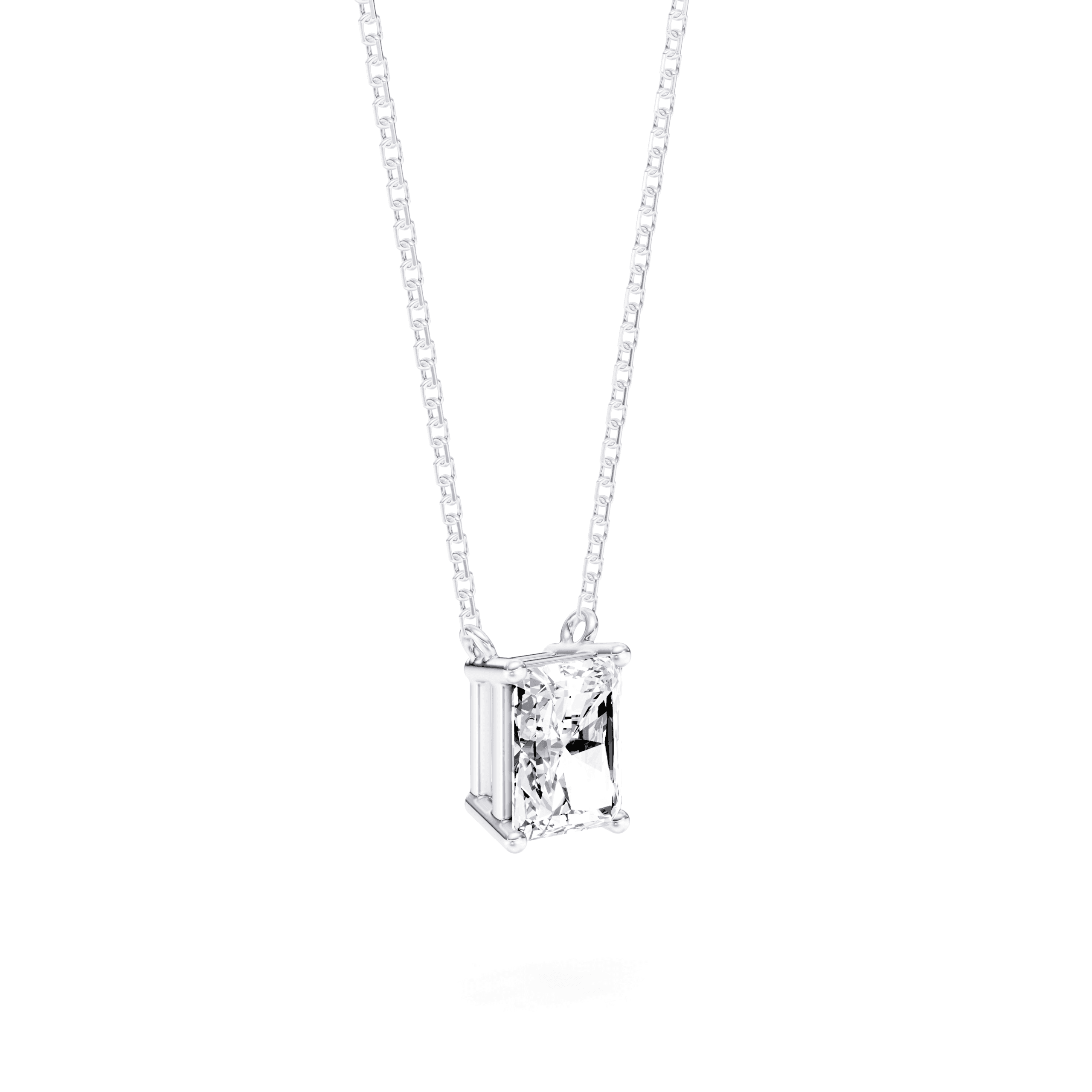 Solitaire Pendant Radiant Satnd — White Gold view 2