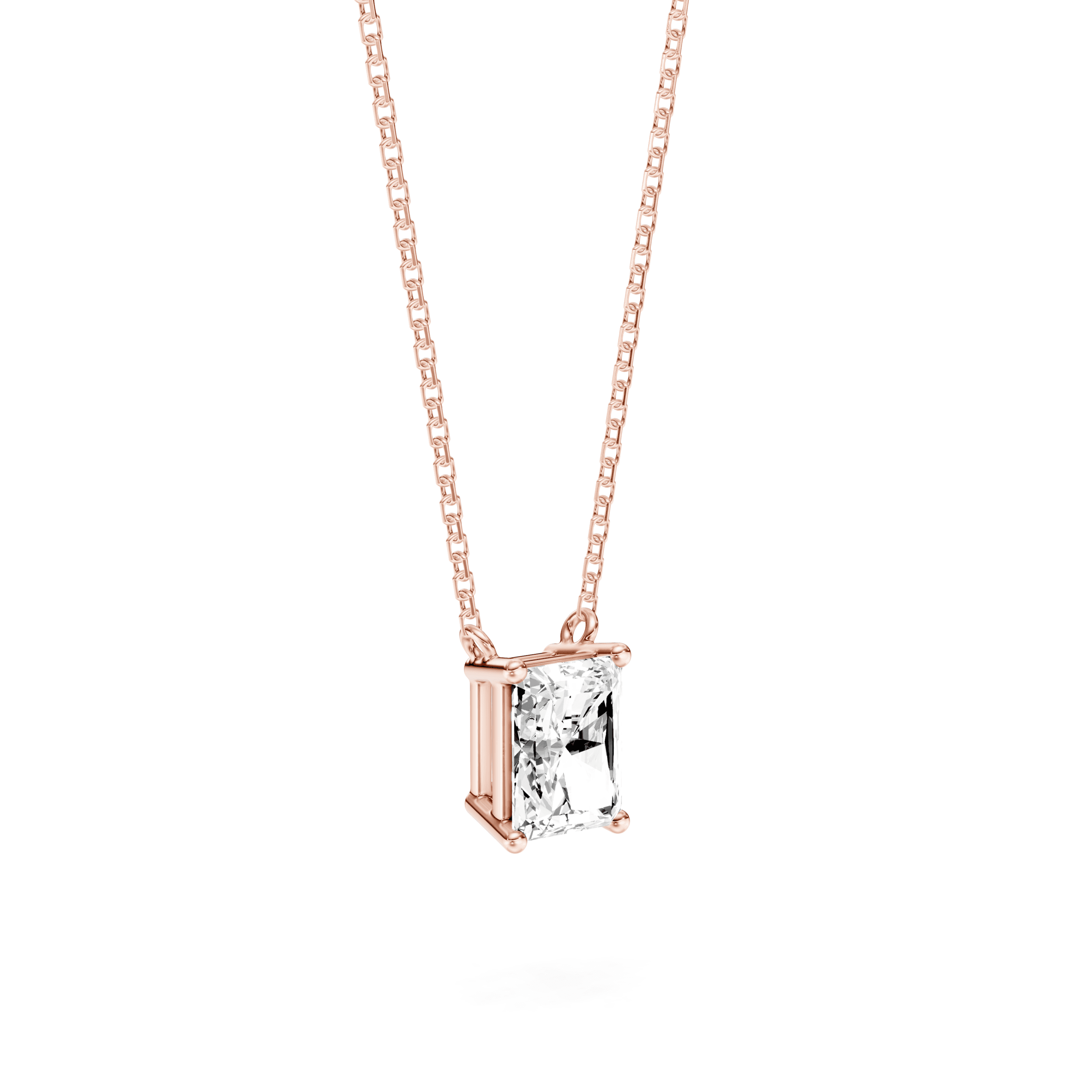 Solitaire Pendant Radiant Stand — זהב אדום תצוגה 2