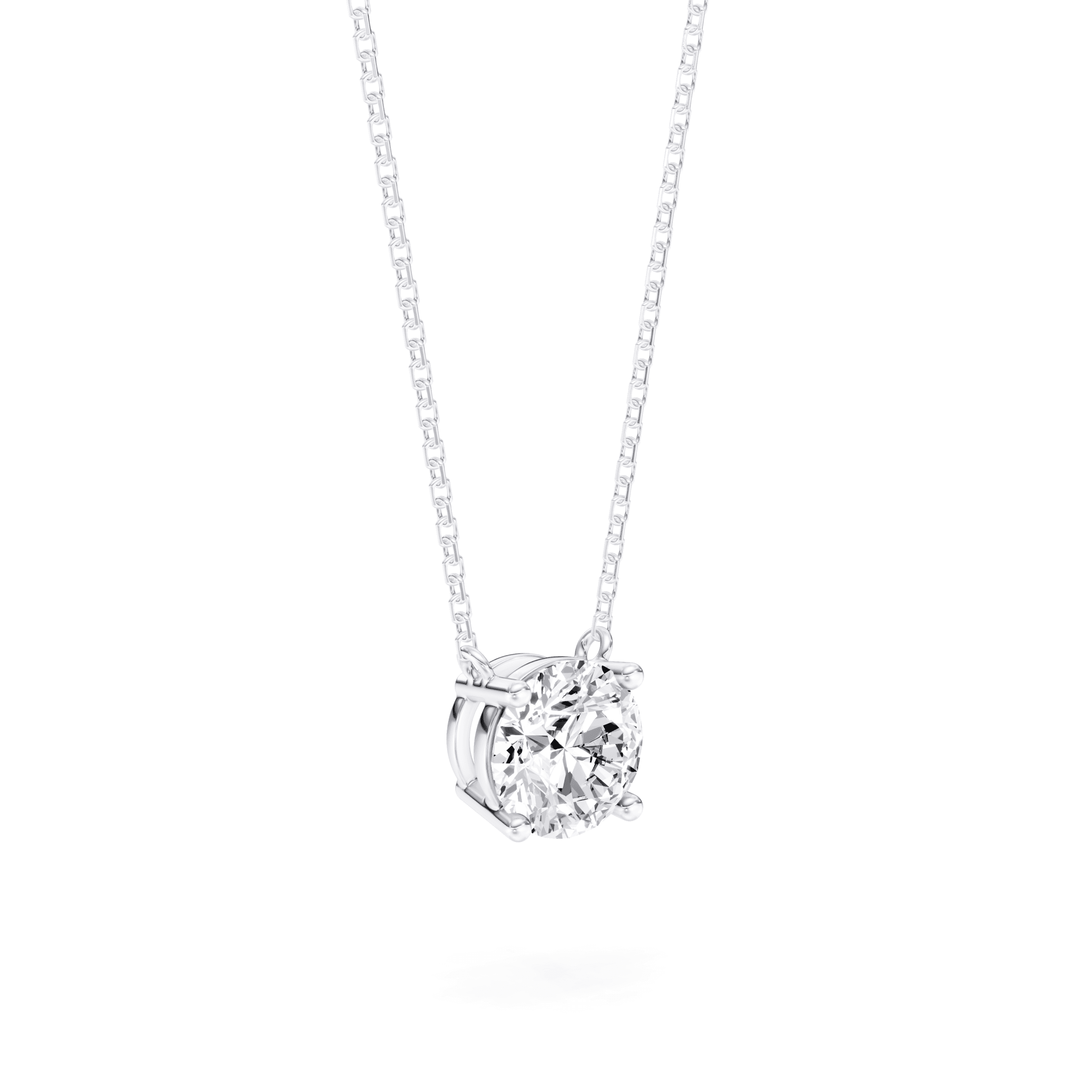 Solitaire Pendant Round — White Gold view 2